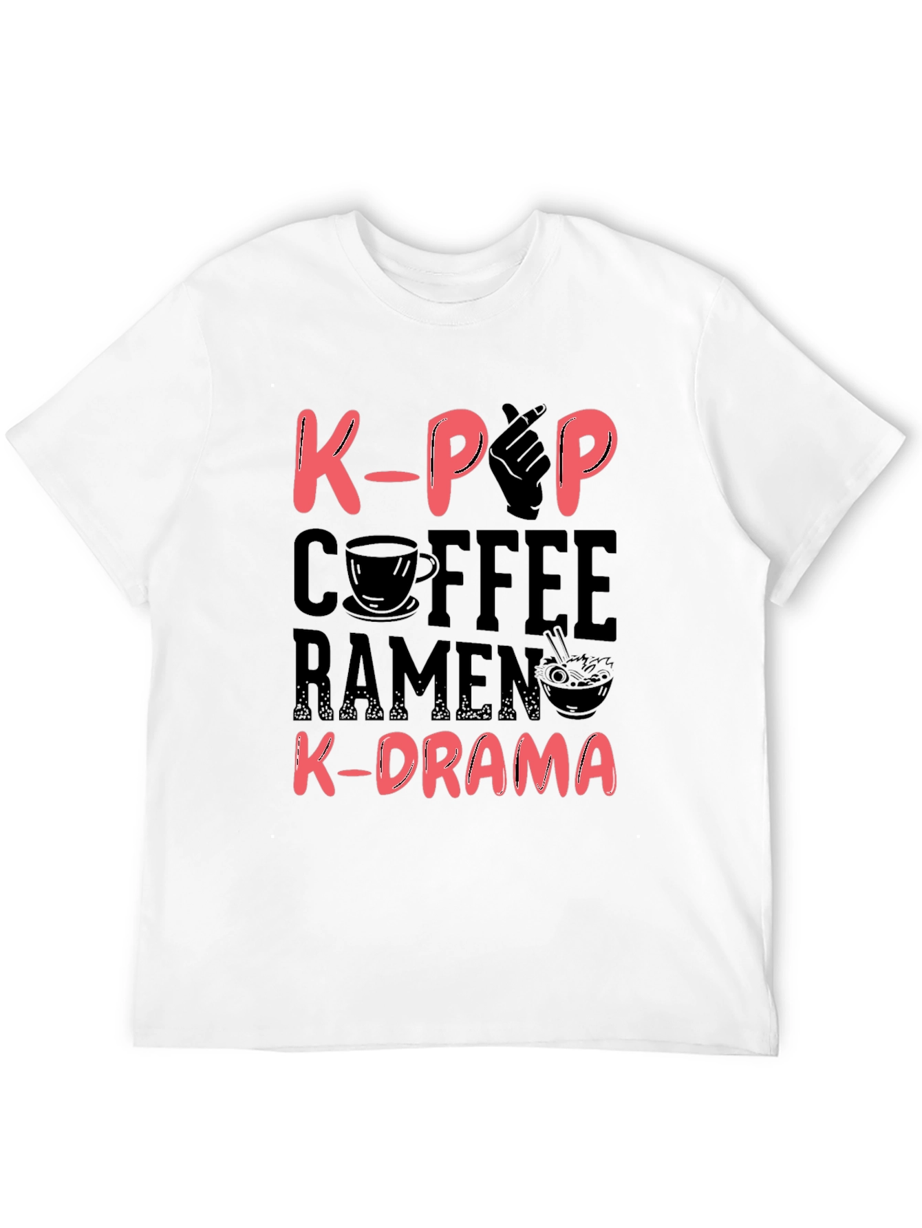 K-Pop Coffee Ramen and K-Drama Black T-Shirt