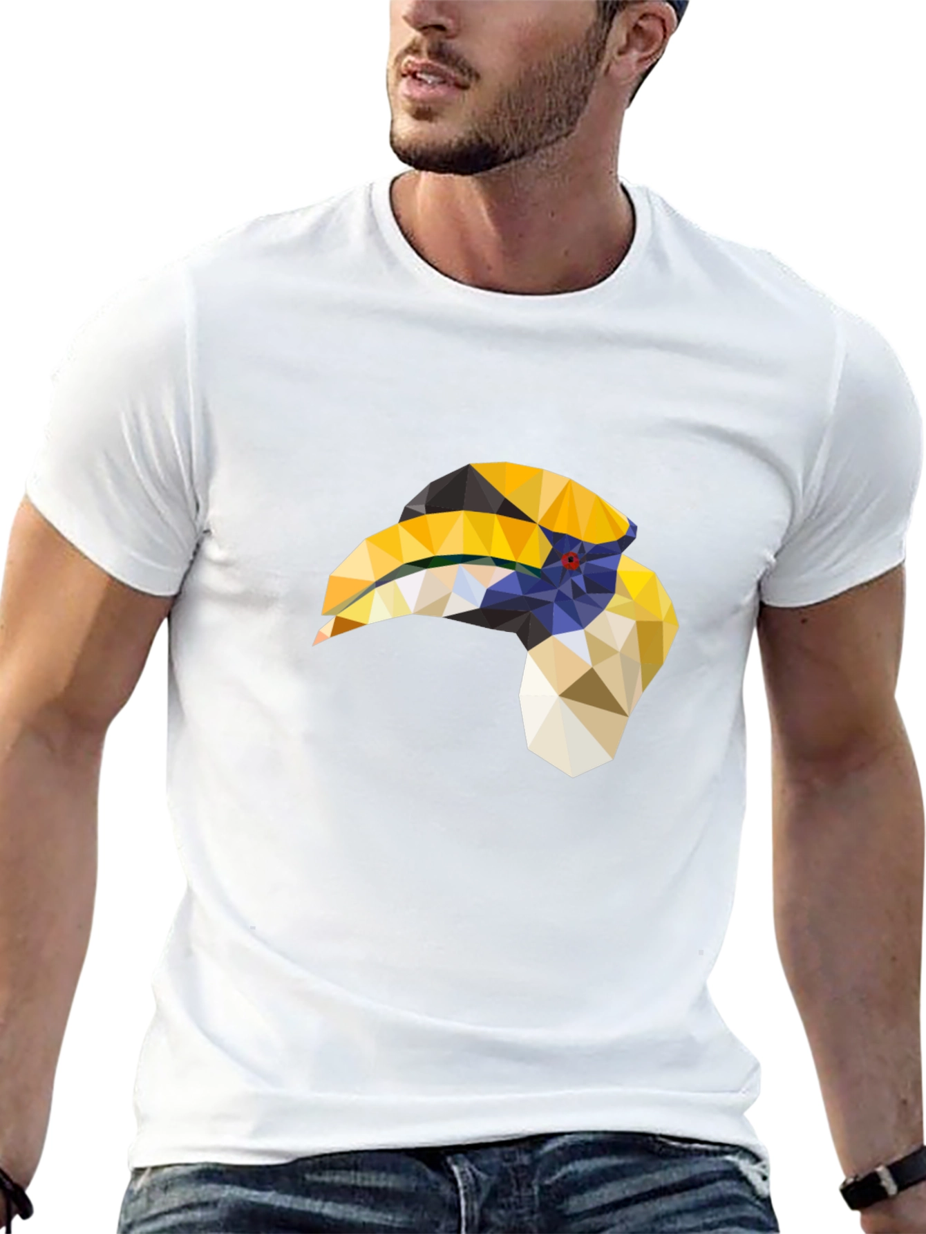 Geometric Hornbill T-Shirt - Black