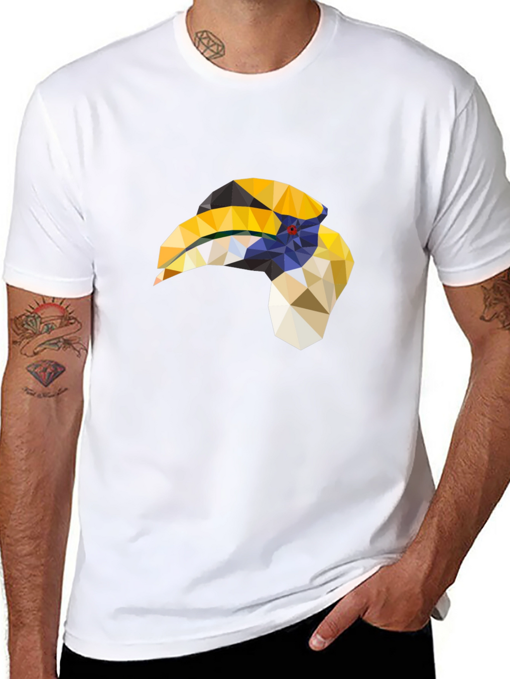 Geometric Hornbill T-Shirt - Black
