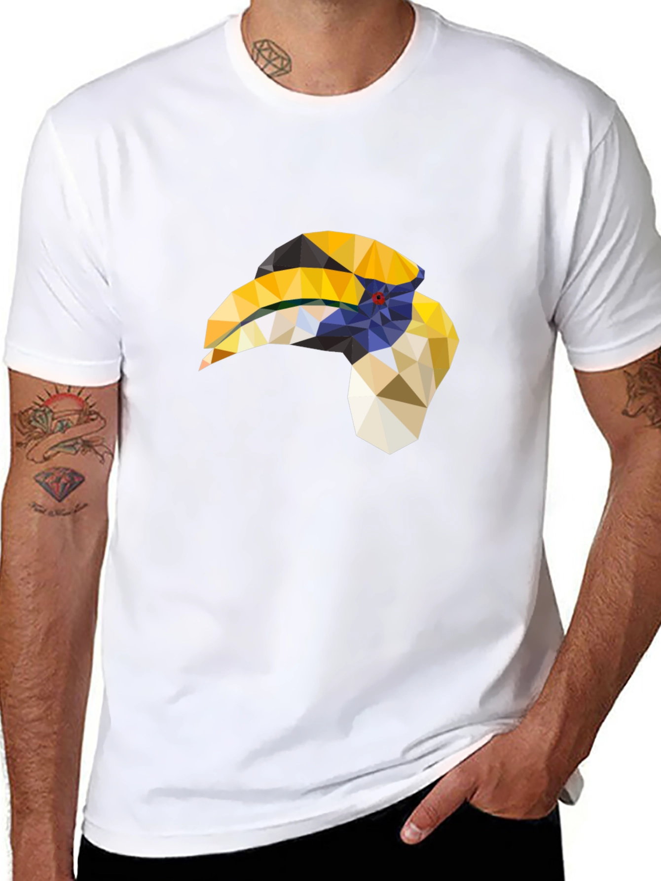 Geometric Hornbill T-Shirt - Black