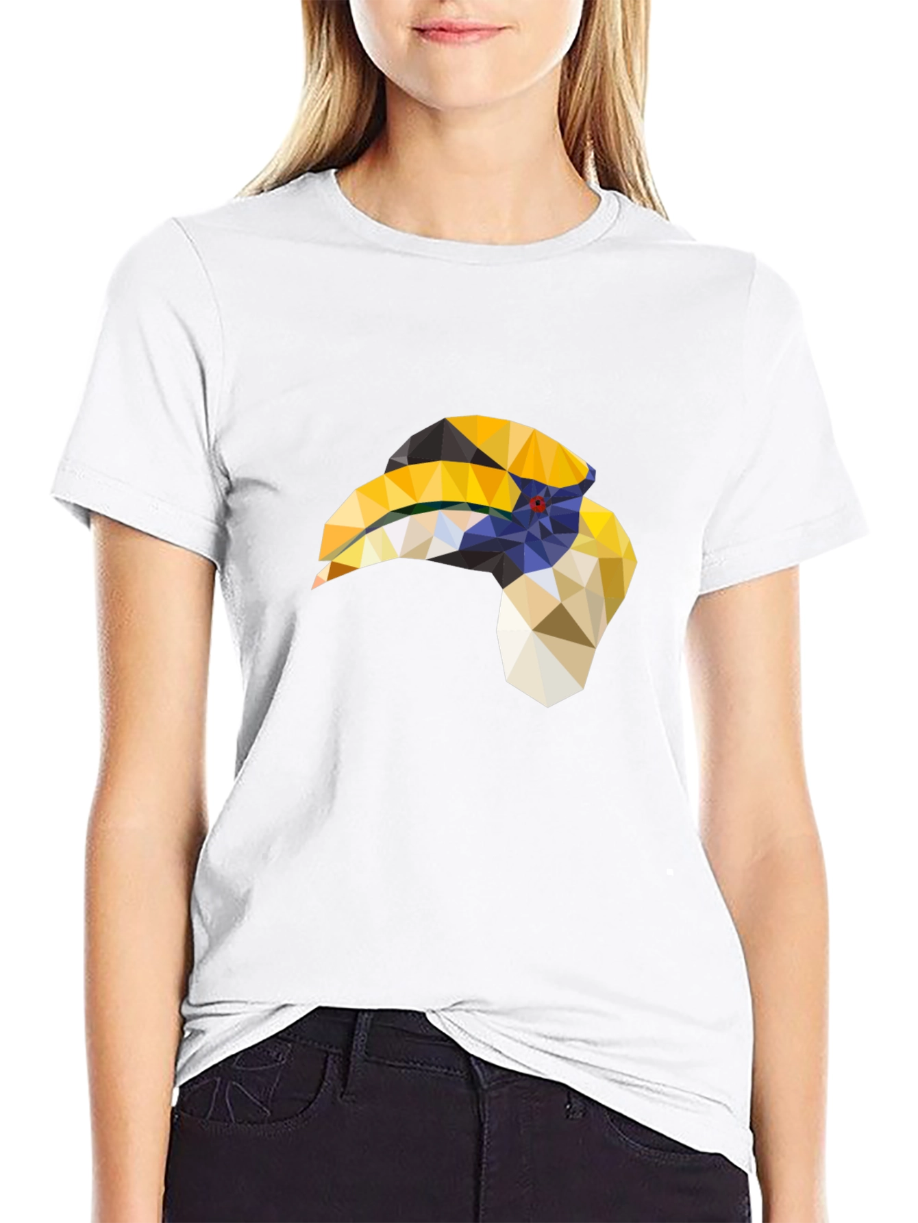 Geometric Hornbill T-Shirt - Black