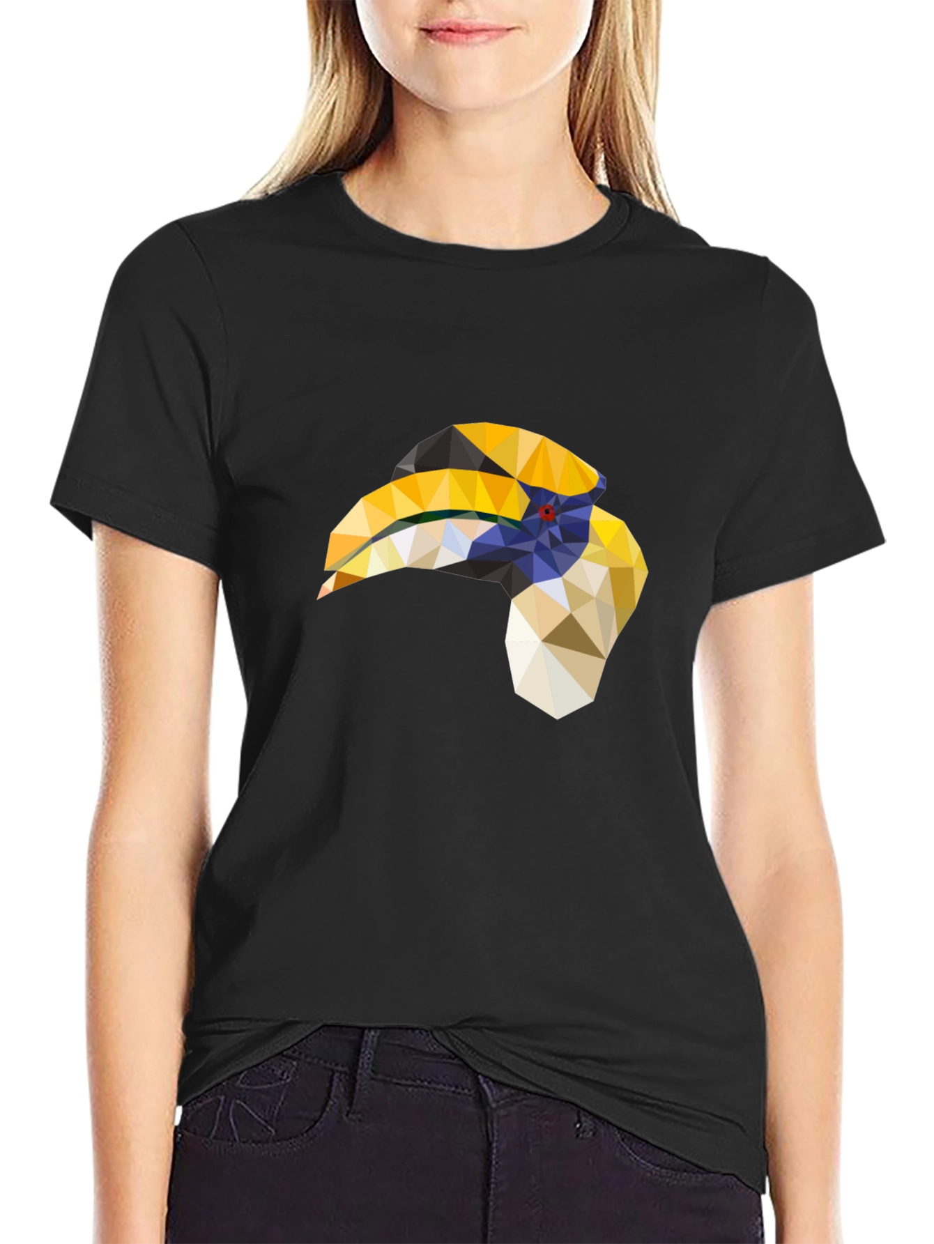 Geometric Hornbill T-Shirt - Black
