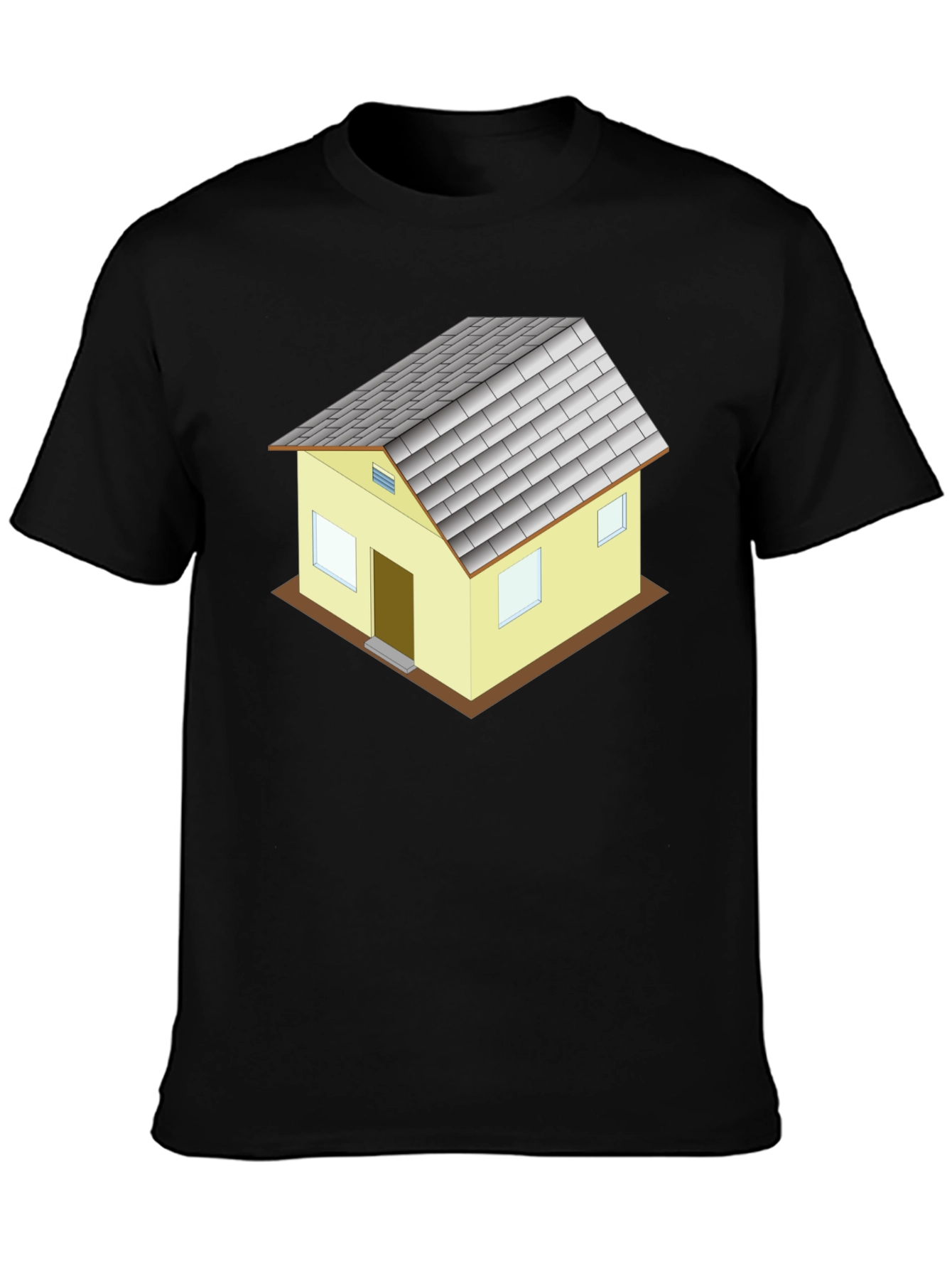 Novelty House Graphic T-Shirt - Black Cotton Blend