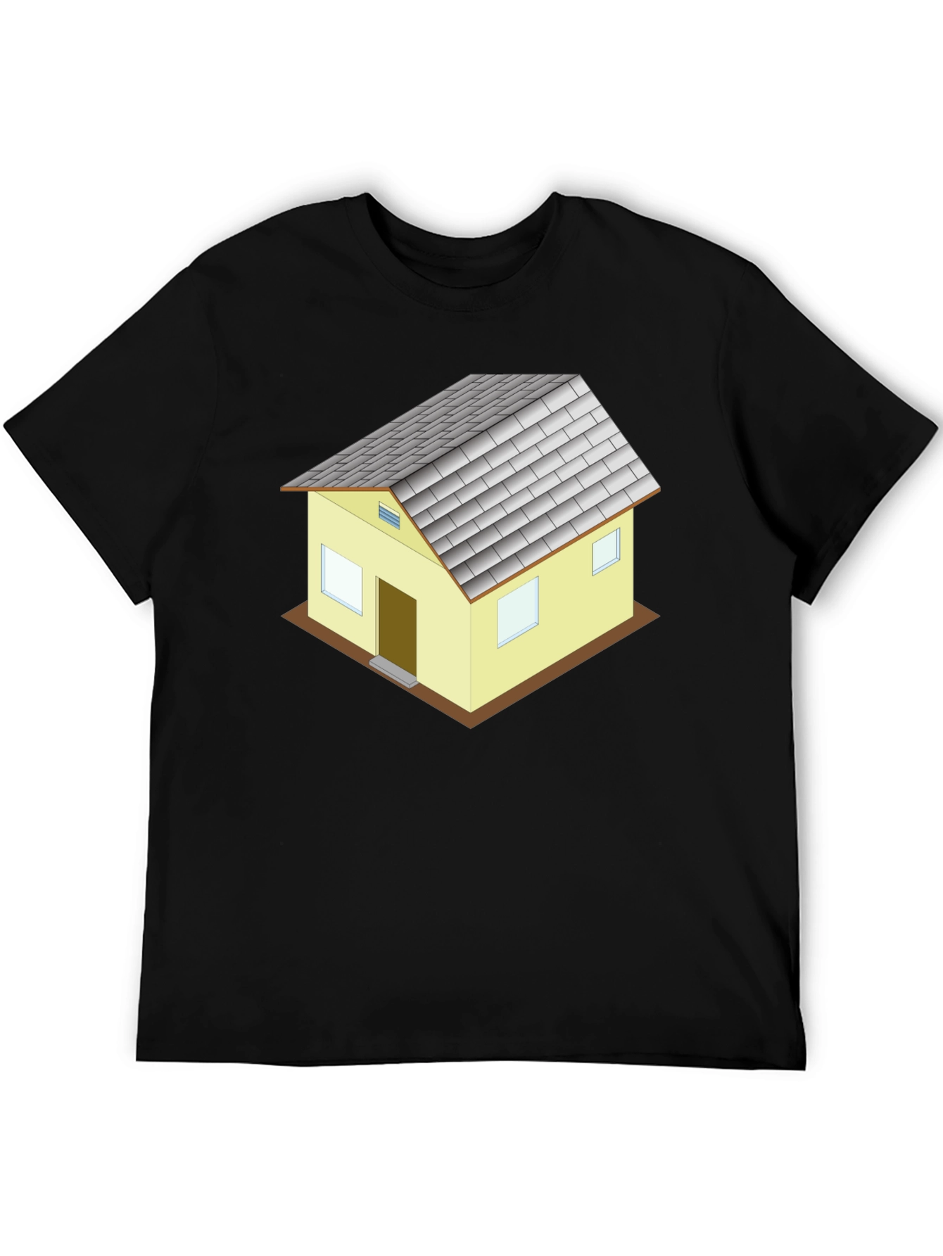 Novelty House Graphic T-Shirt - Black Cotton Blend