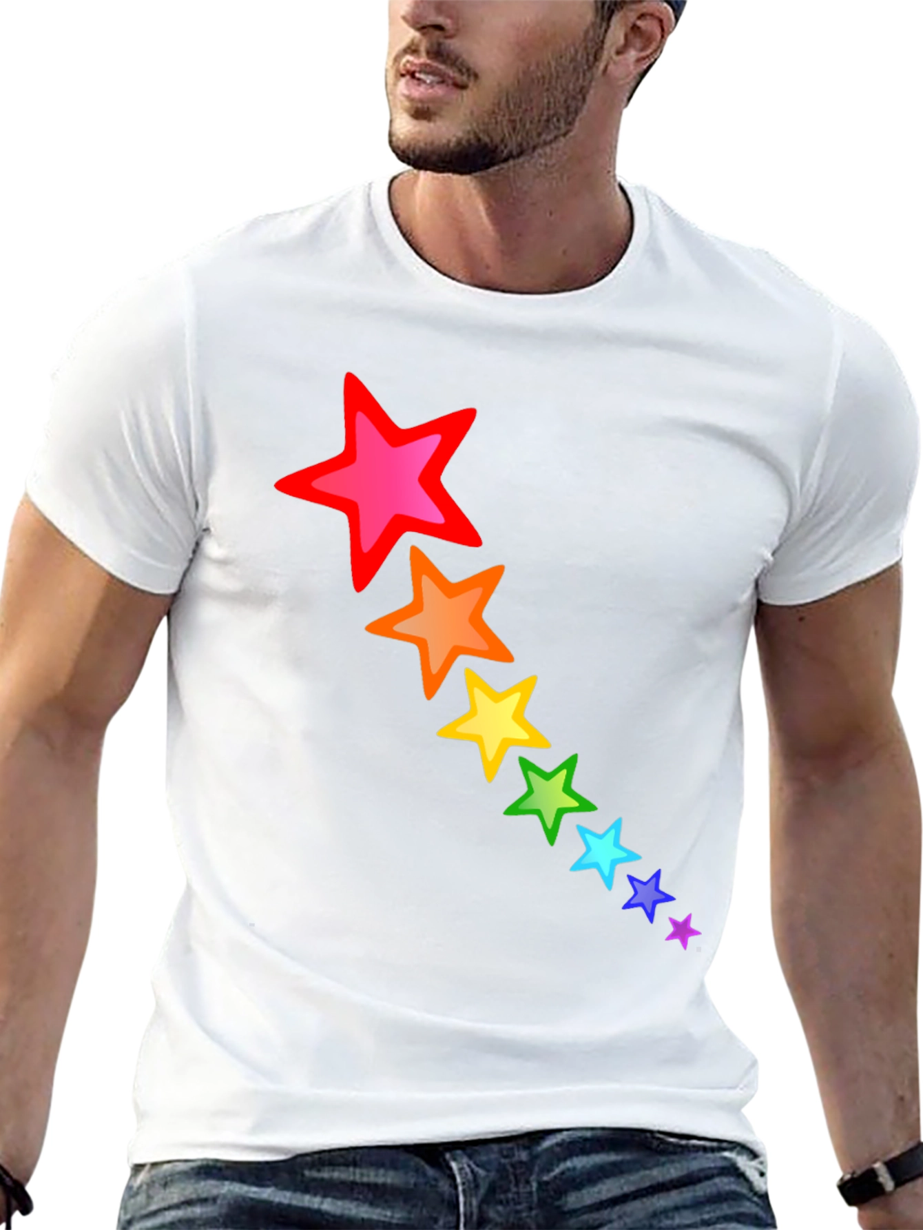 Rainbow Star Graphic Tee - Black Unisex T-Shirt