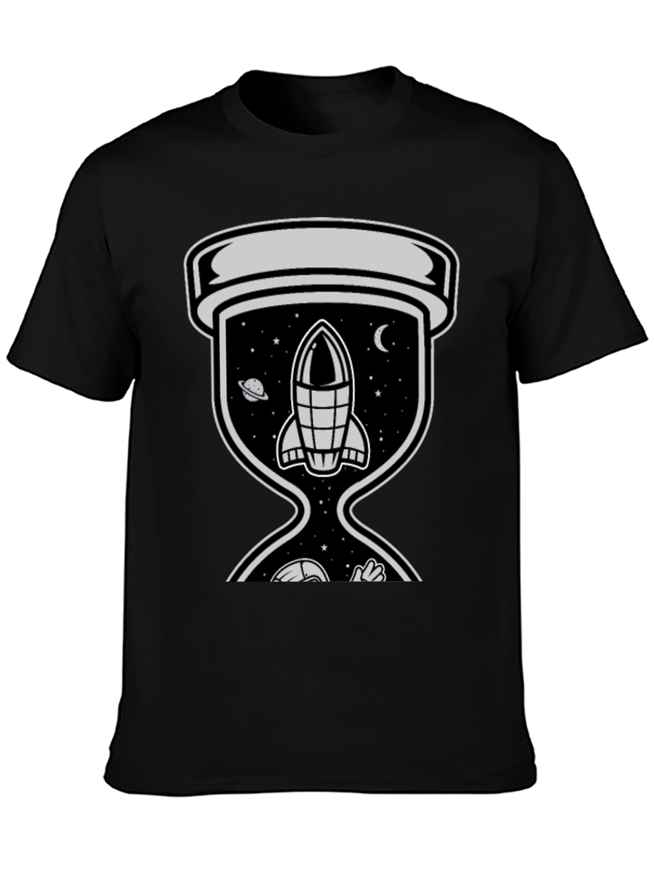Space Hourglass Graphic Tee - Trendy Black T-Shirt