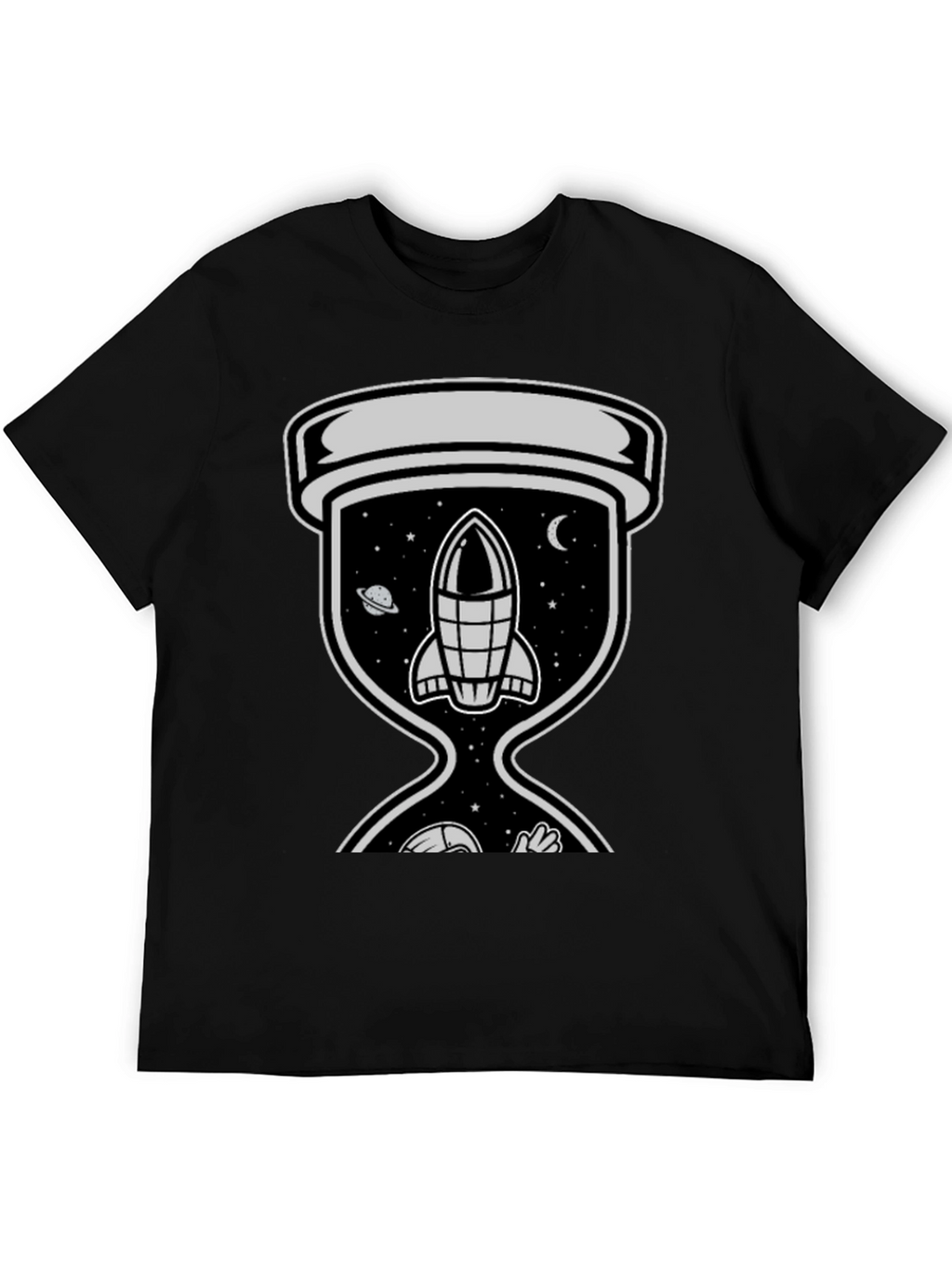 Space Hourglass Graphic Tee - Trendy Black T-Shirt