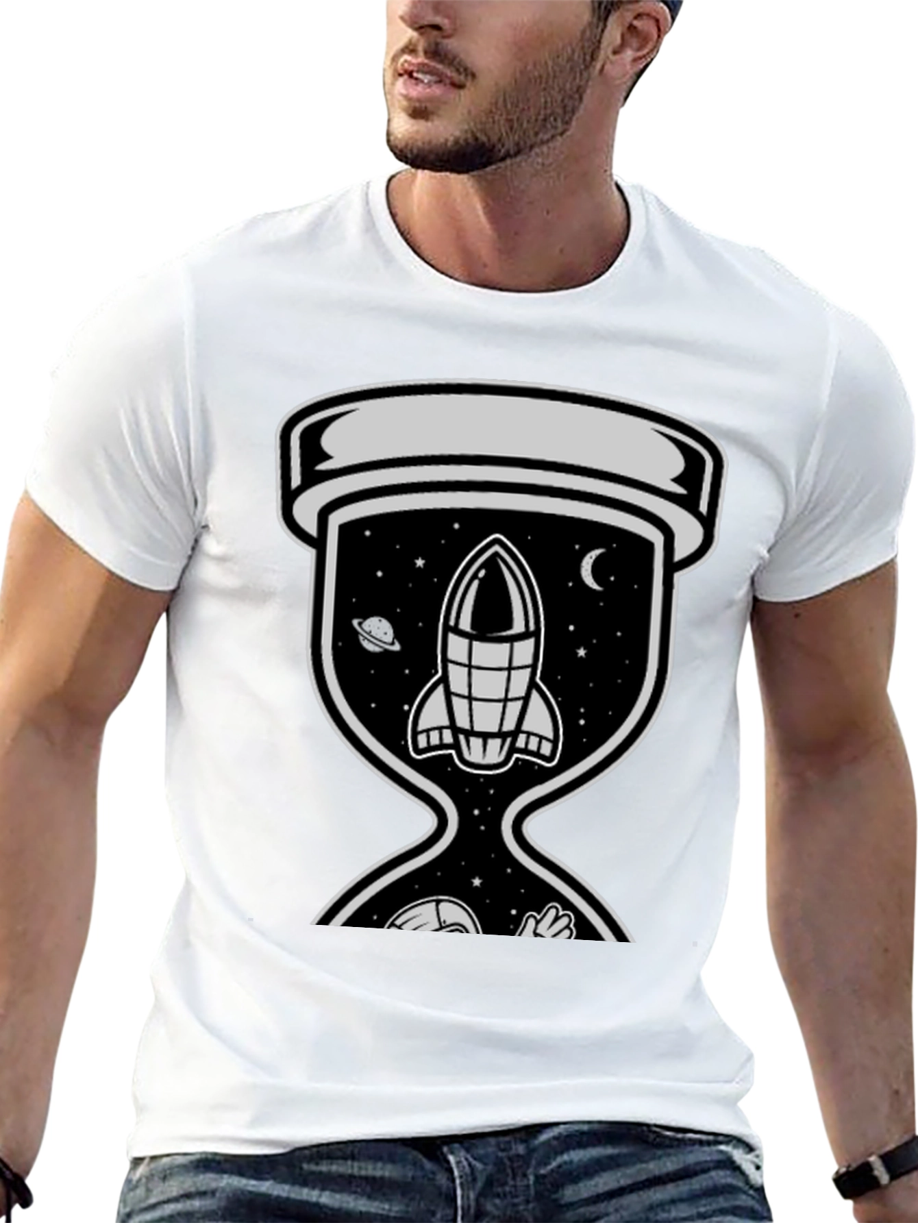 Space Hourglass Graphic Tee - Trendy Black T-Shirt