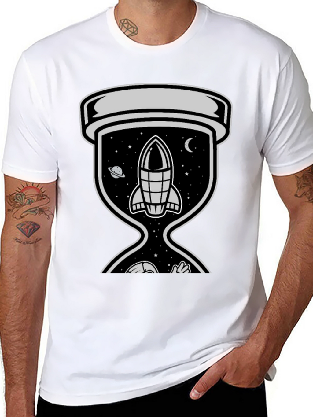 Space Hourglass Graphic Tee - Trendy Black T-Shirt