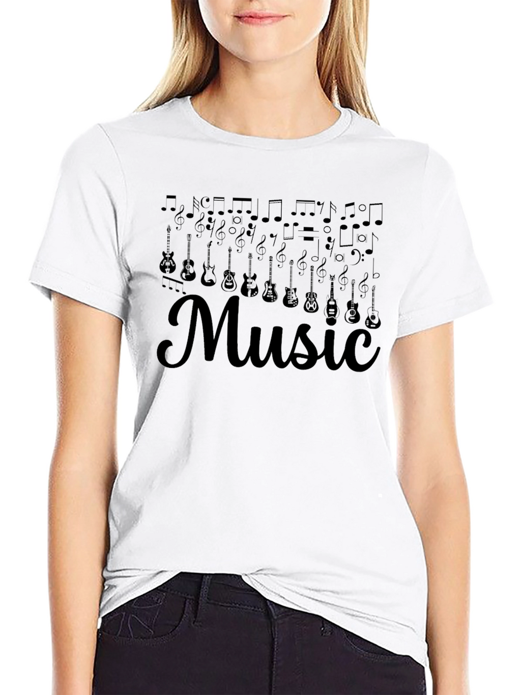 Music Notes & Guitar Graphic Tee