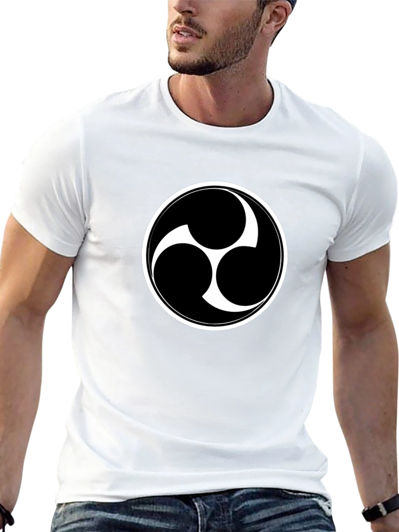 Black T-Shirt with Triple Tomoe Symbol