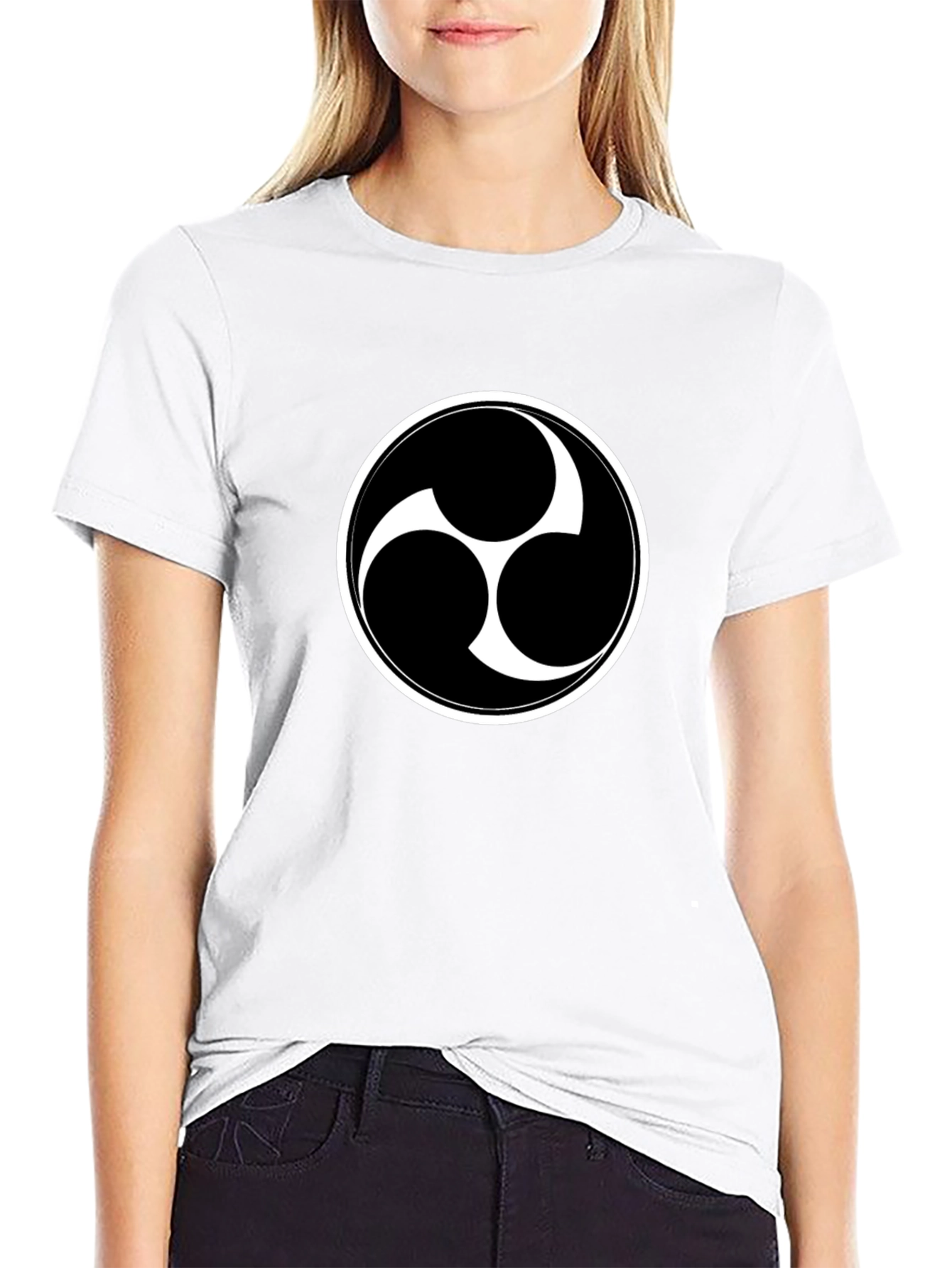 Black T-Shirt with Triple Tomoe Symbol