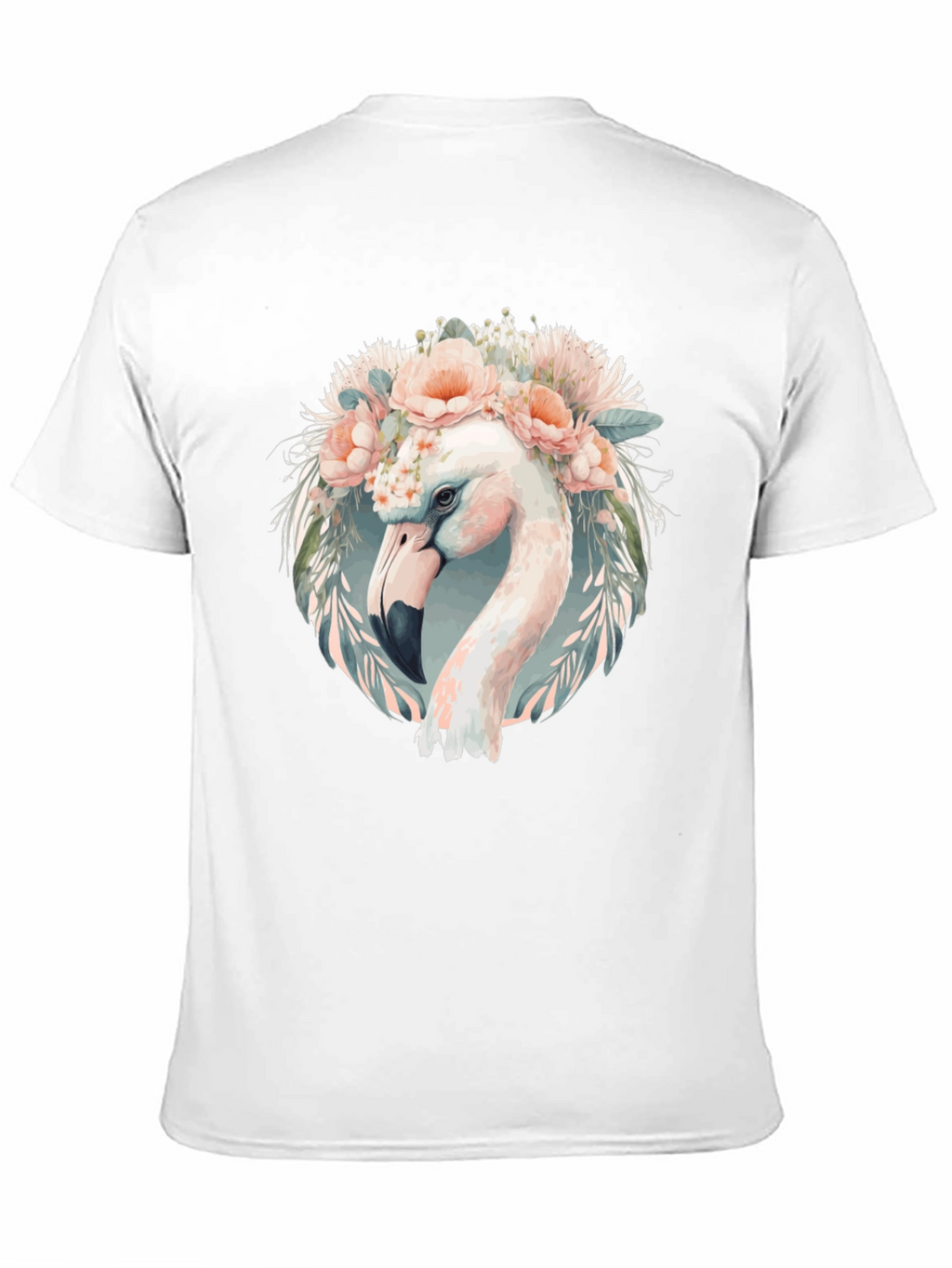 Floral Flamingo Graphic Tee - Black Cotton T-Shirt