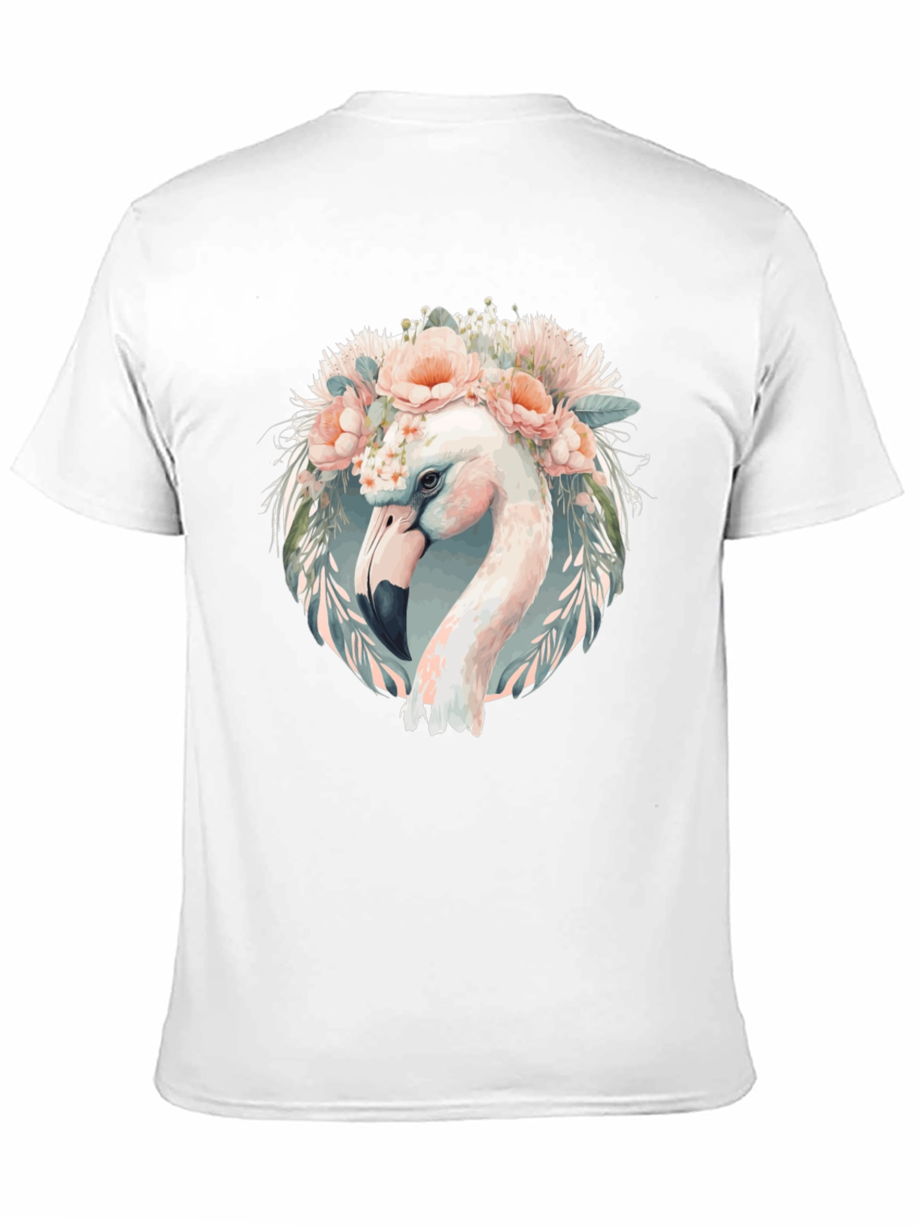 Floral Flamingo Graphic Tee - Black Cotton T-Shirt