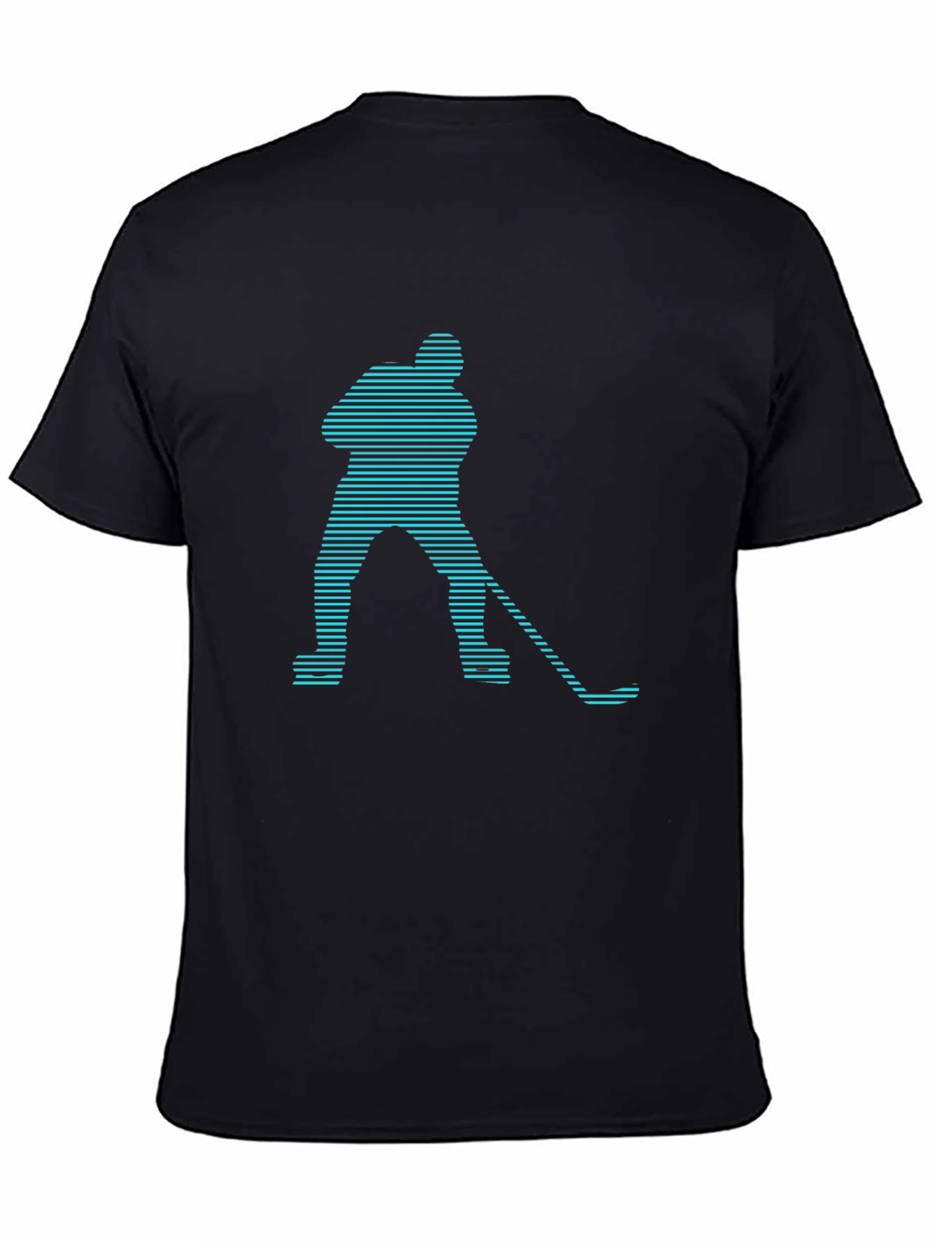Hockey Player Graphic Tee - Modern Striped Design