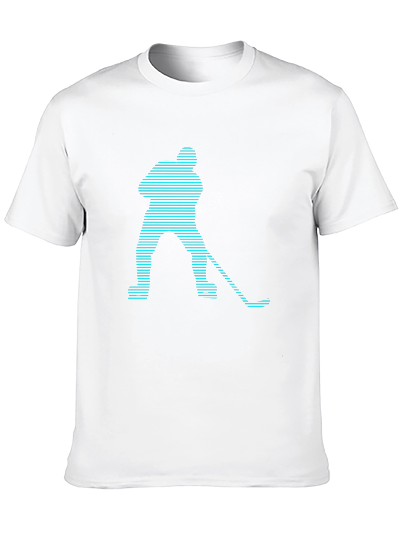 Hockey Player Graphic Tee - Modern Striped Design