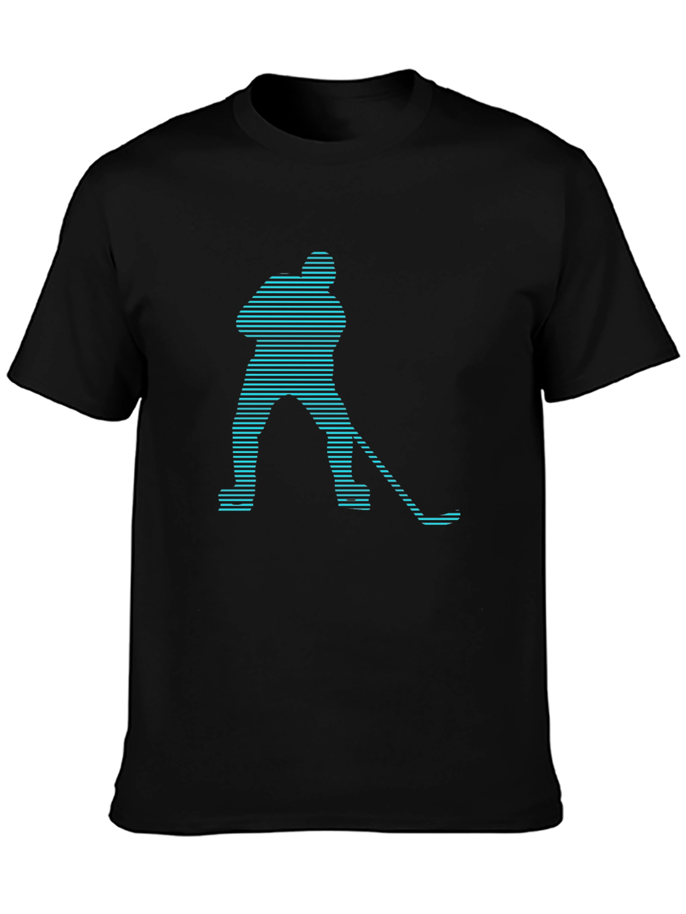 Hockey Player Graphic Tee - Modern Striped Design