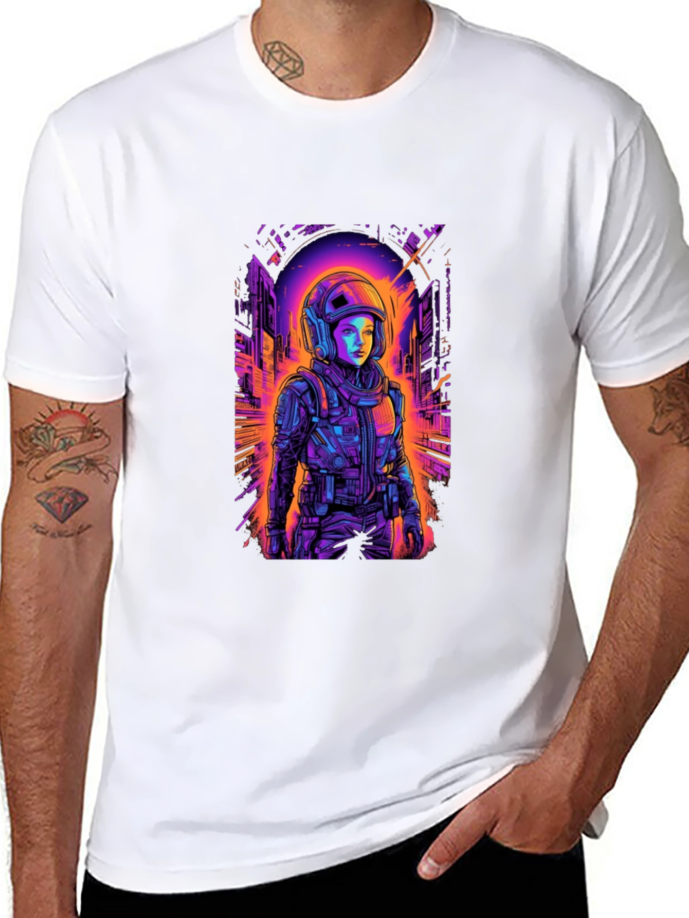 Neon Astronaut T-Shirt - Sci-Fi Streetwear