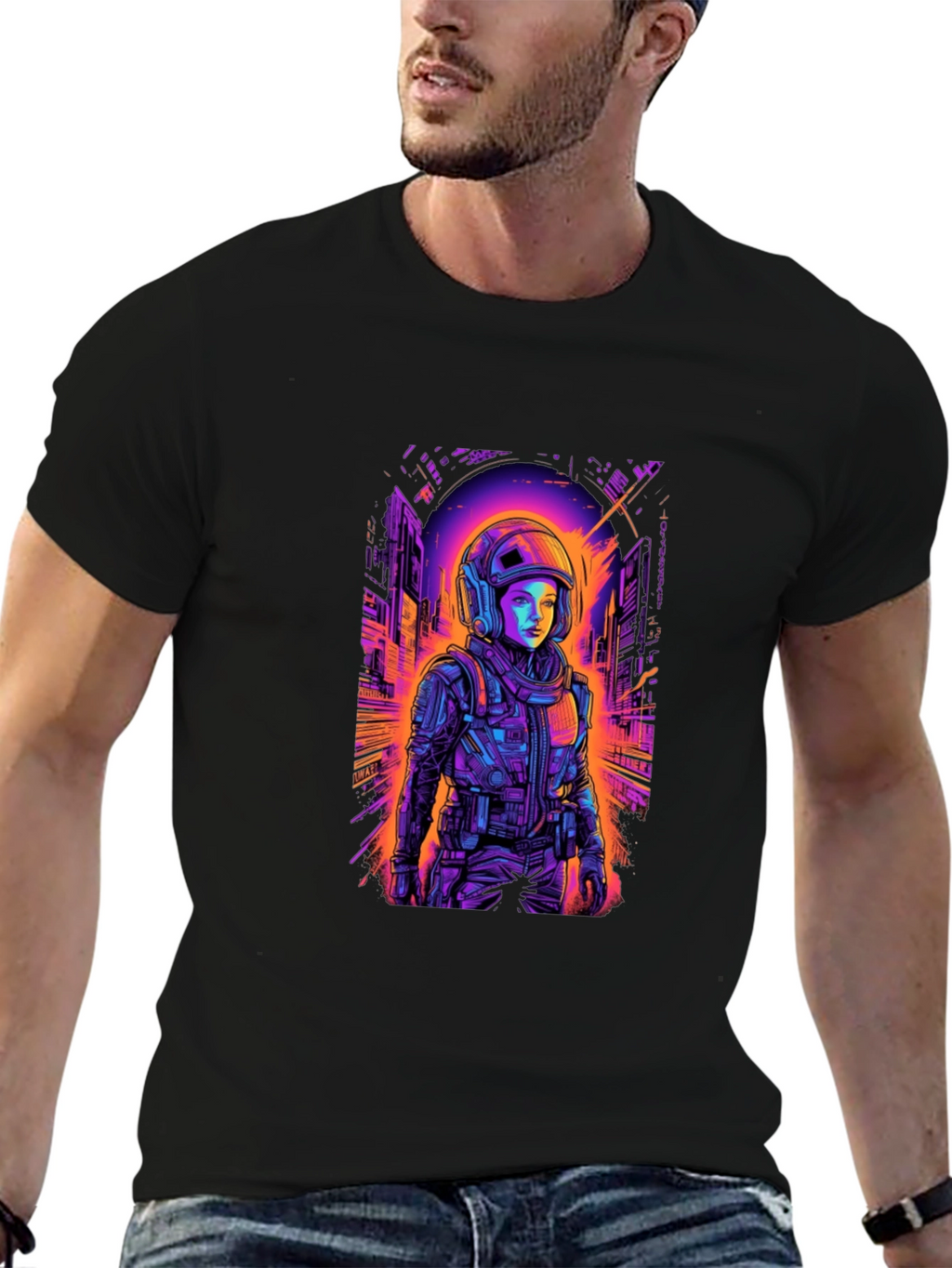 Neon Astronaut T-Shirt - Sci-Fi Streetwear