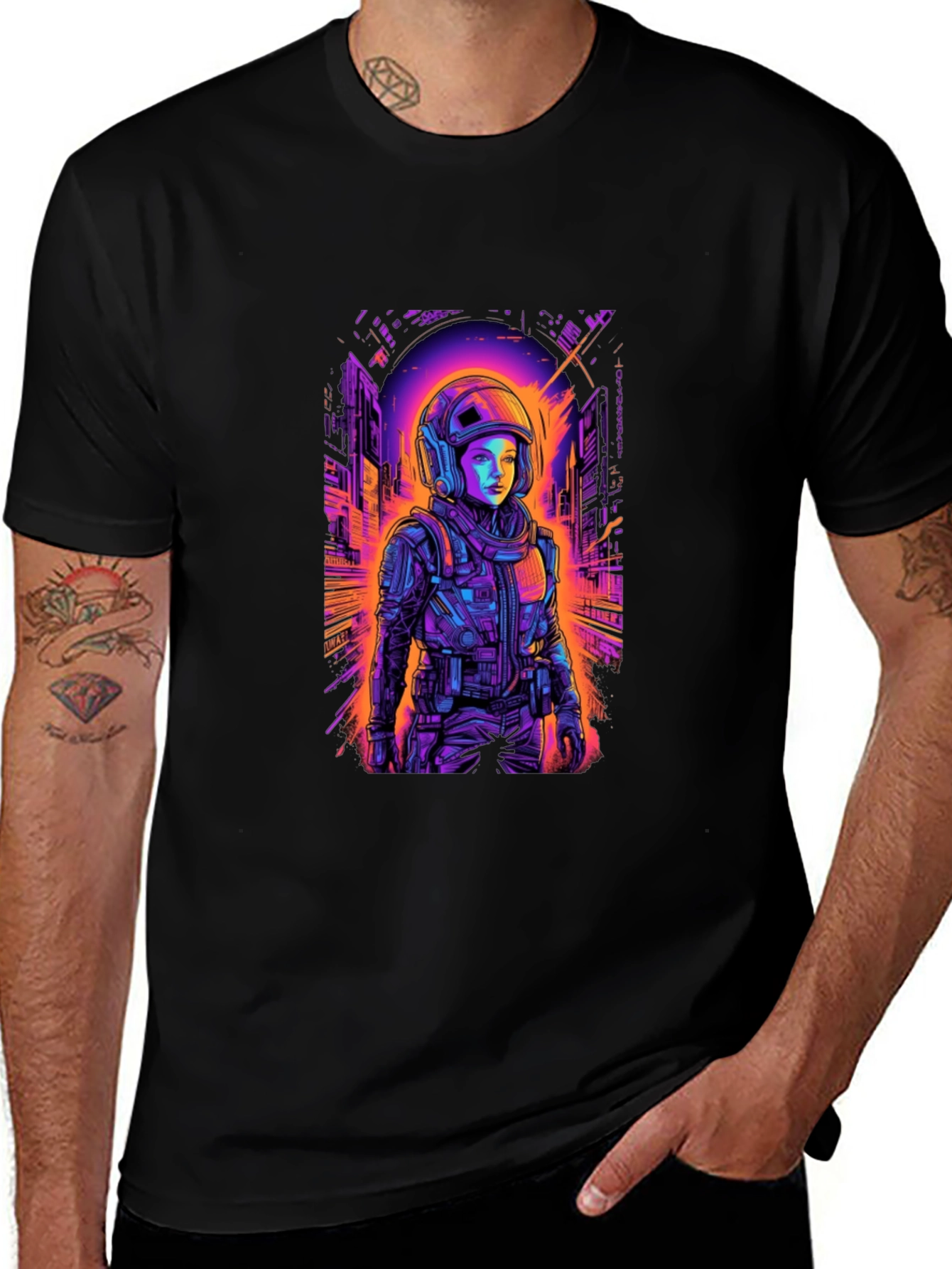 Neon Astronaut T-Shirt - Sci-Fi Streetwear