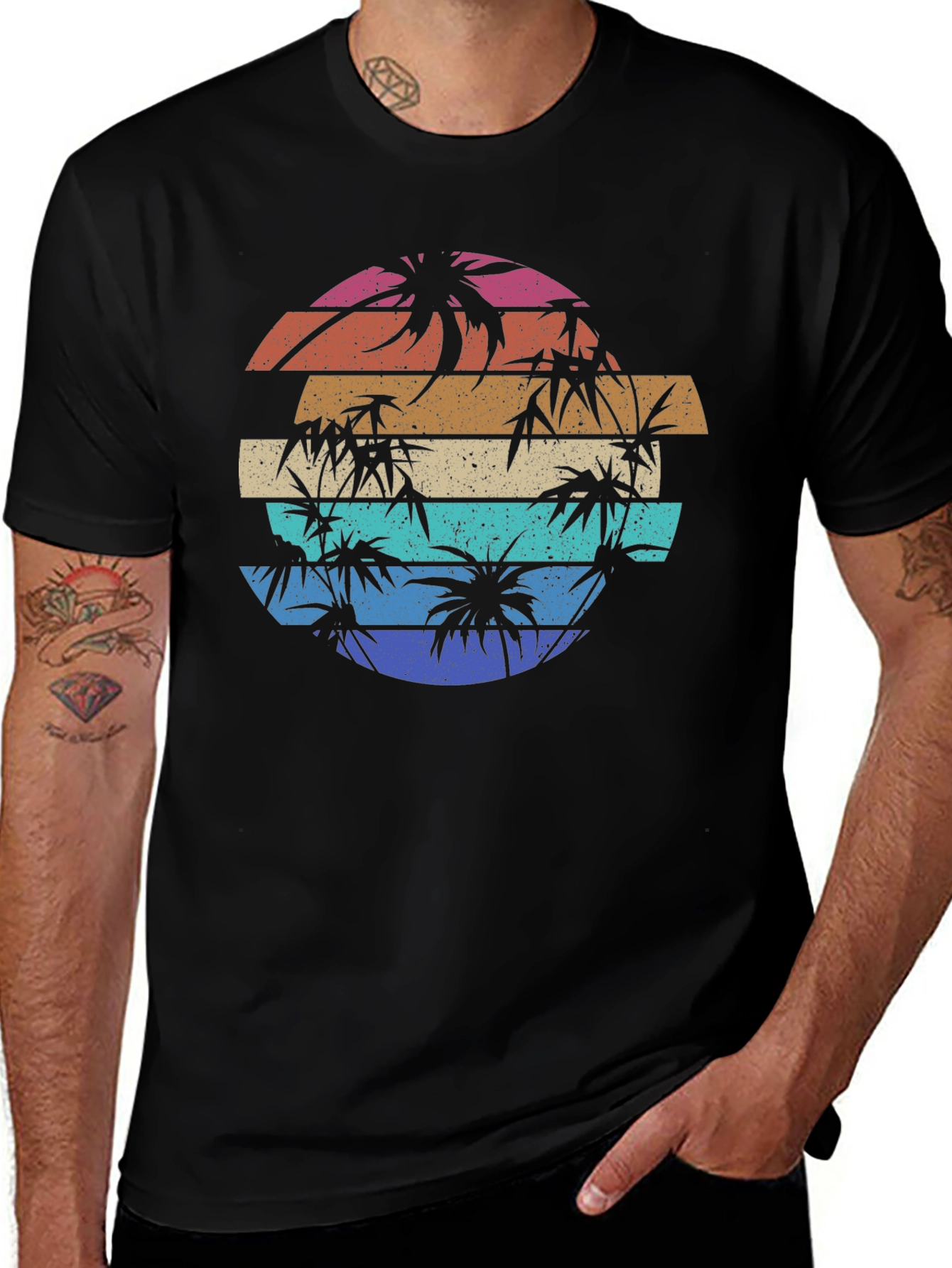 Retro Sunset Palm Tree Graphic Tee