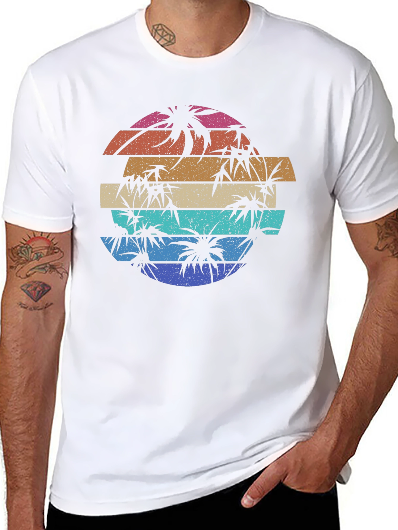 Retro Sunset Palm Tree Graphic Tee