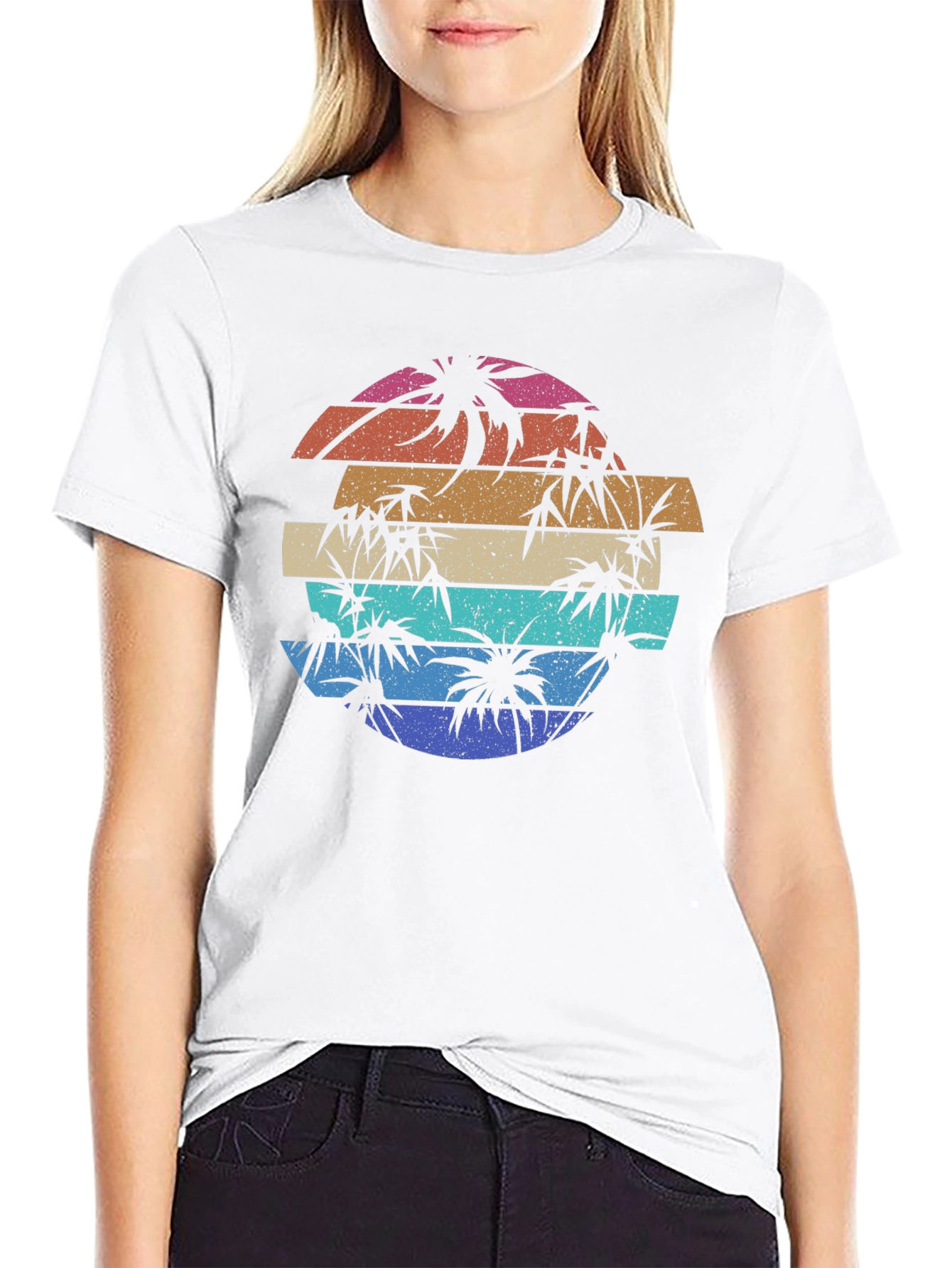 Retro Sunset Palm Tree Graphic Tee