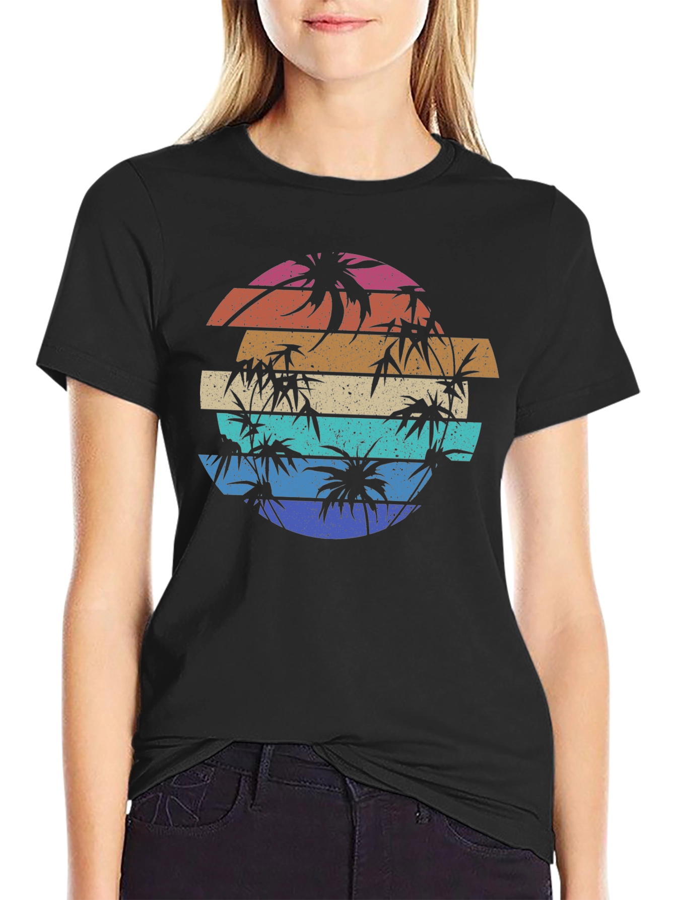 Retro Sunset Palm Tree Graphic Tee
