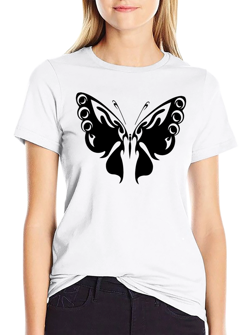 Butterfly Graphic Tee - Stylish Black Cotton T-Shirt