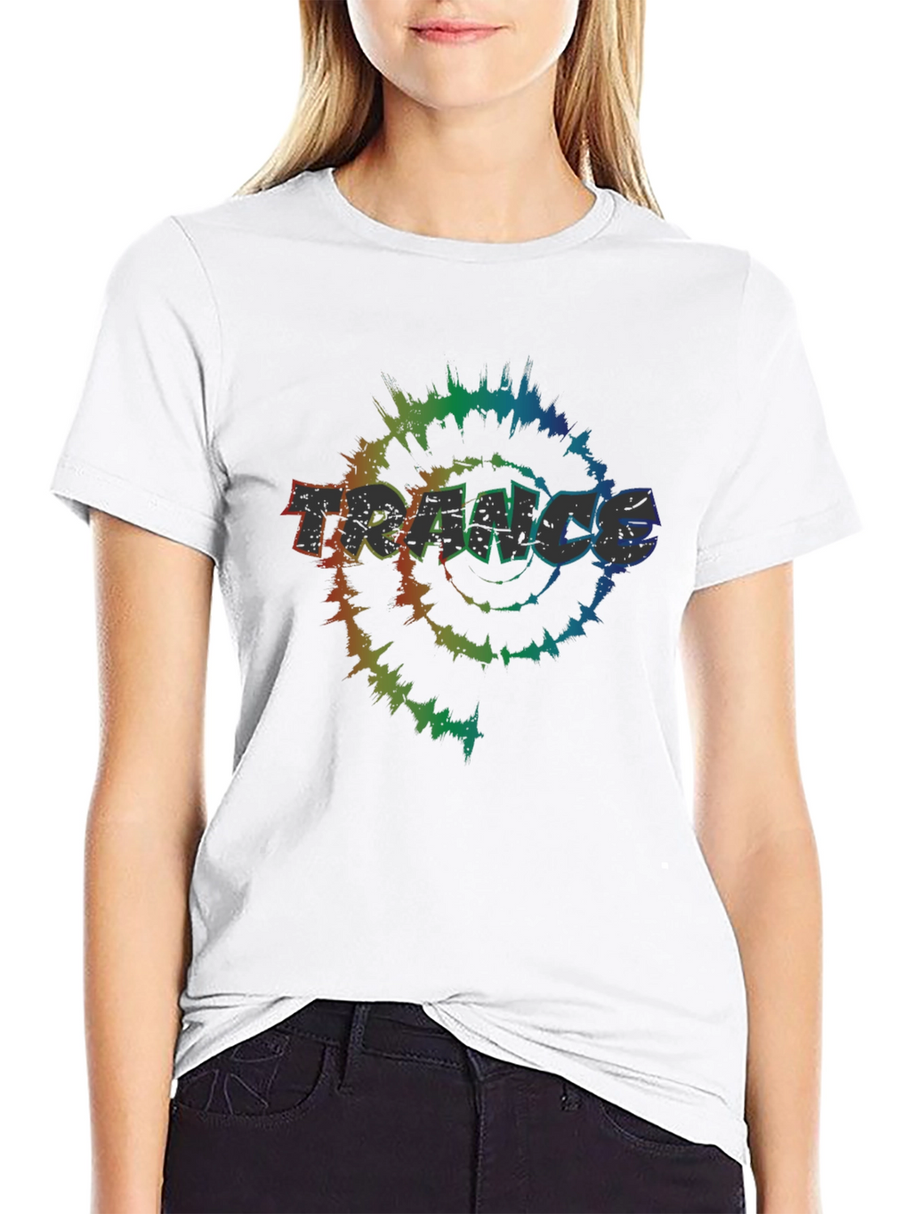 Trance Tie-Dye Graphic Tee - Black Cotton T-Shirt