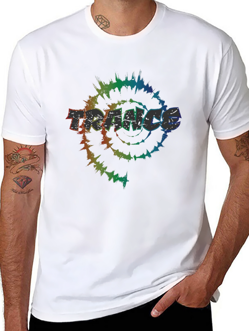 Trance Tie-Dye Graphic Tee - Black Cotton T-Shirt