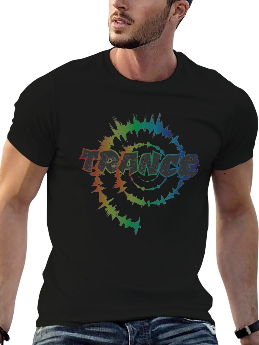 Trance Tie-Dye Graphic Tee - Black Cotton T-Shirt
