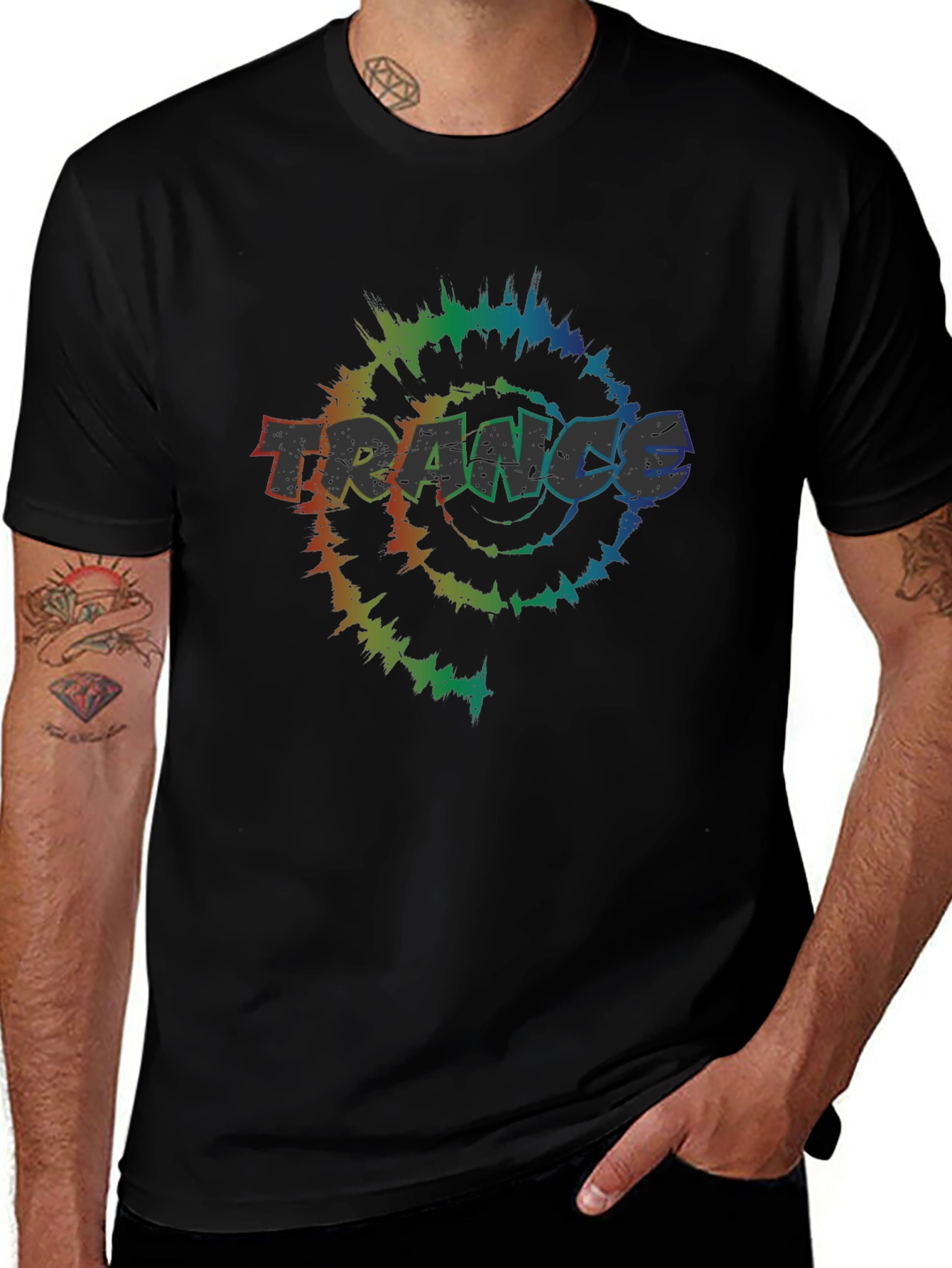 Trance Tie-Dye Graphic Tee - Black Cotton T-Shirt