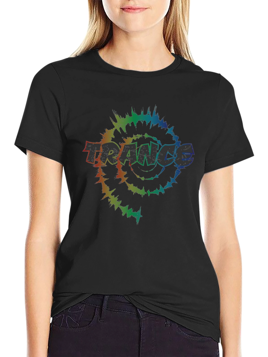Trance Tie-Dye Graphic Tee - Black Cotton T-Shirt