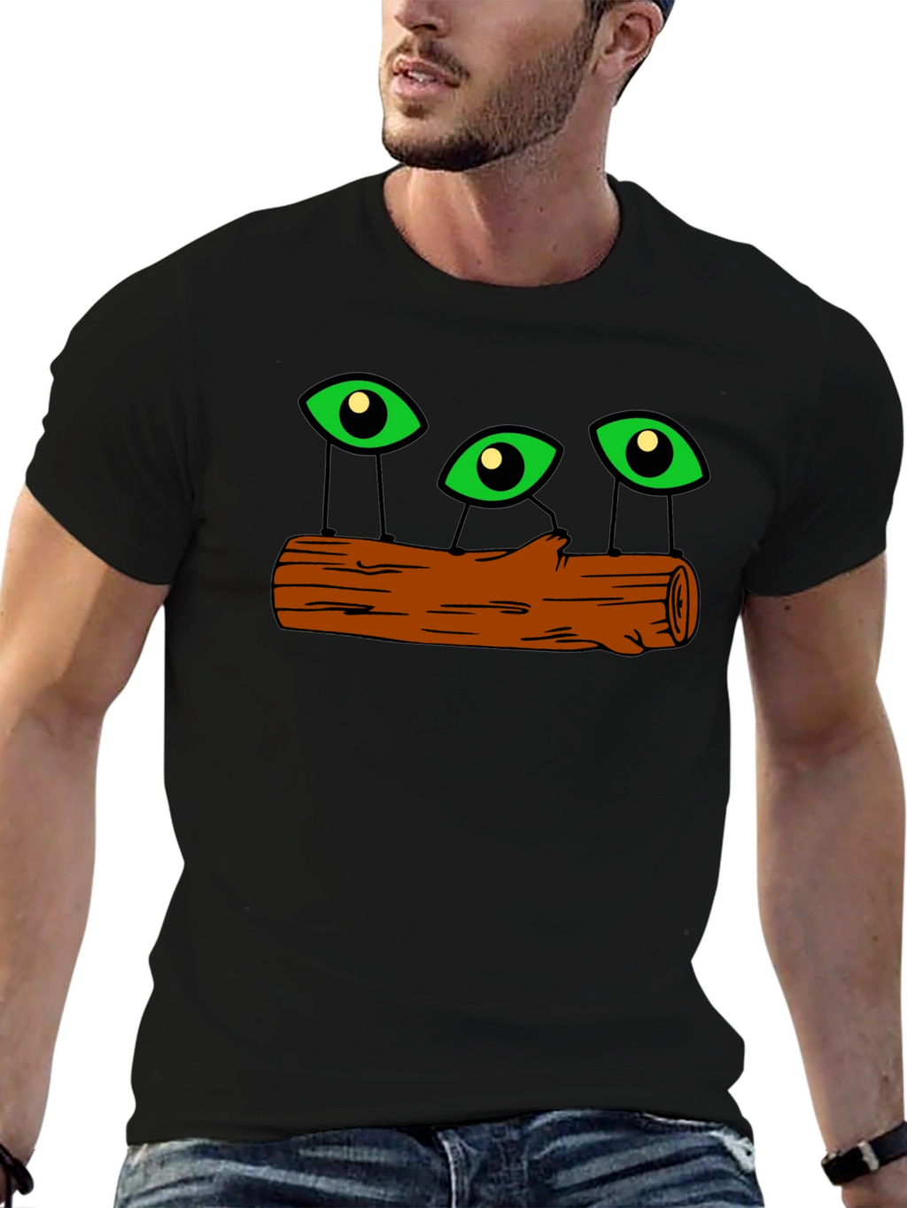 Mystic Eyes Log Black T-Shirt