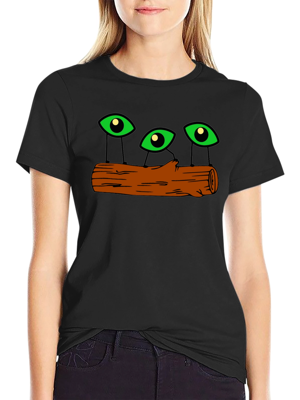 Mystic Eyes Log Black T-Shirt