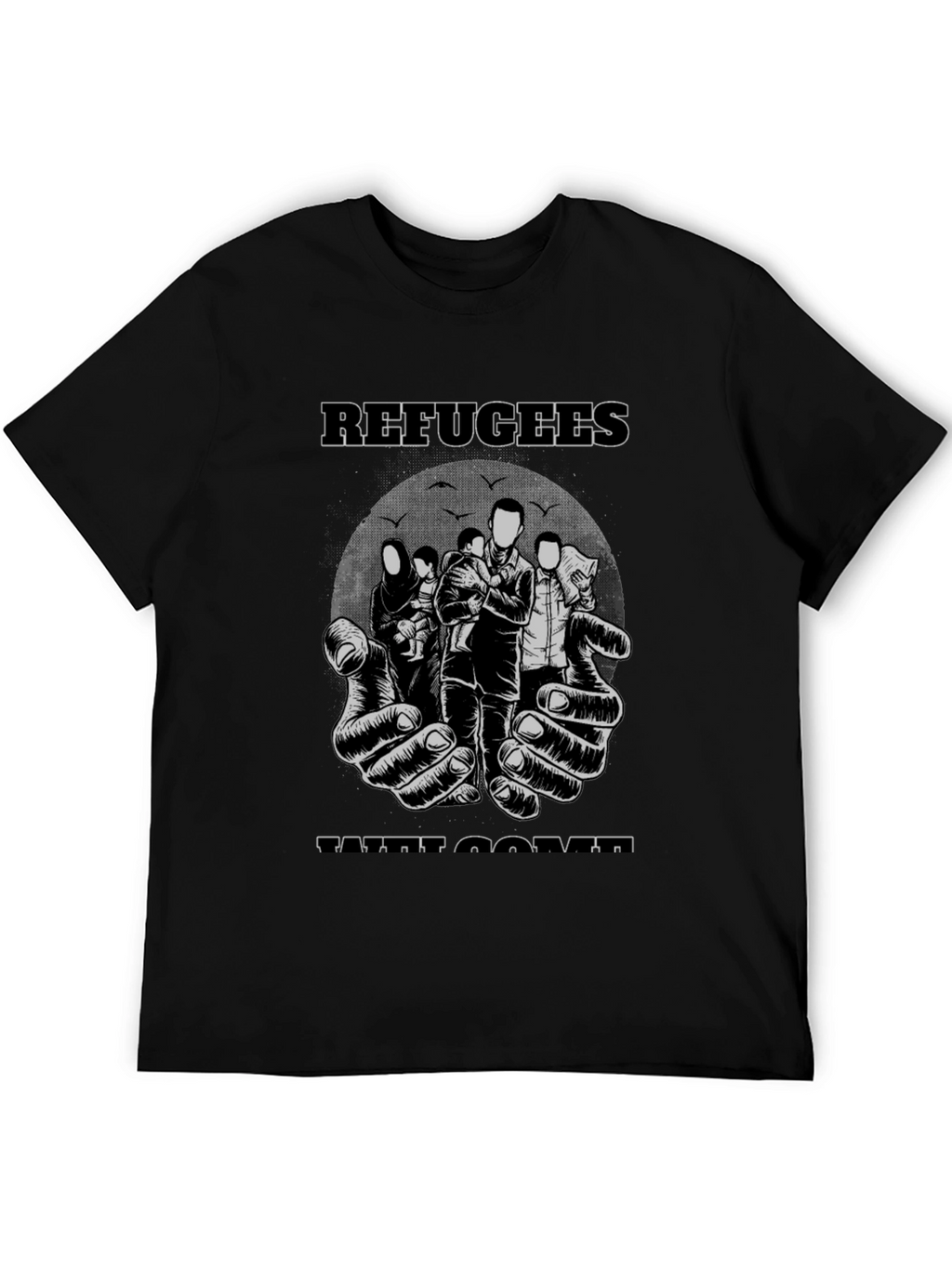 Refugees Welcome Graphic T-Shirt - Black