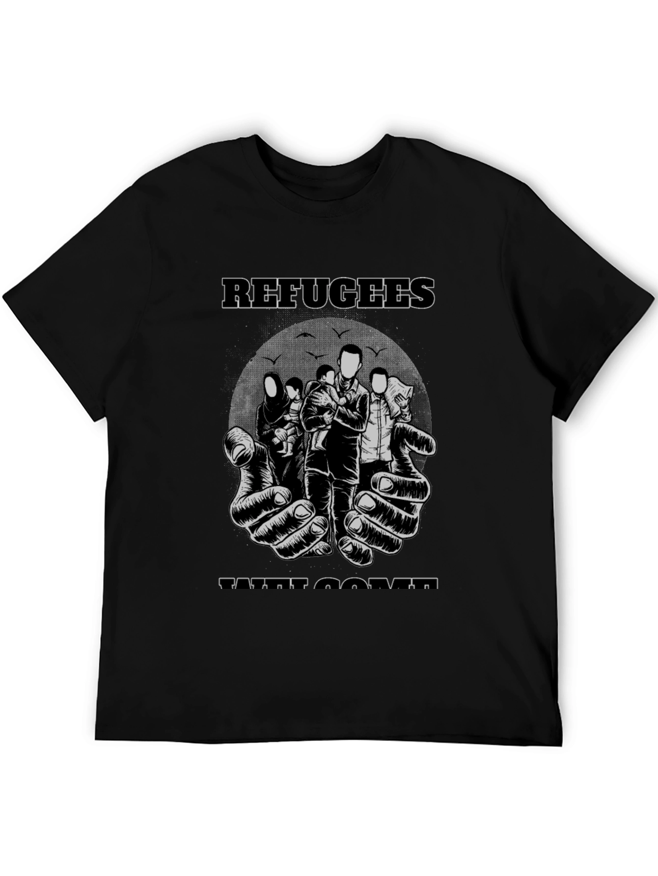 Refugees Welcome Graphic T-Shirt - Black