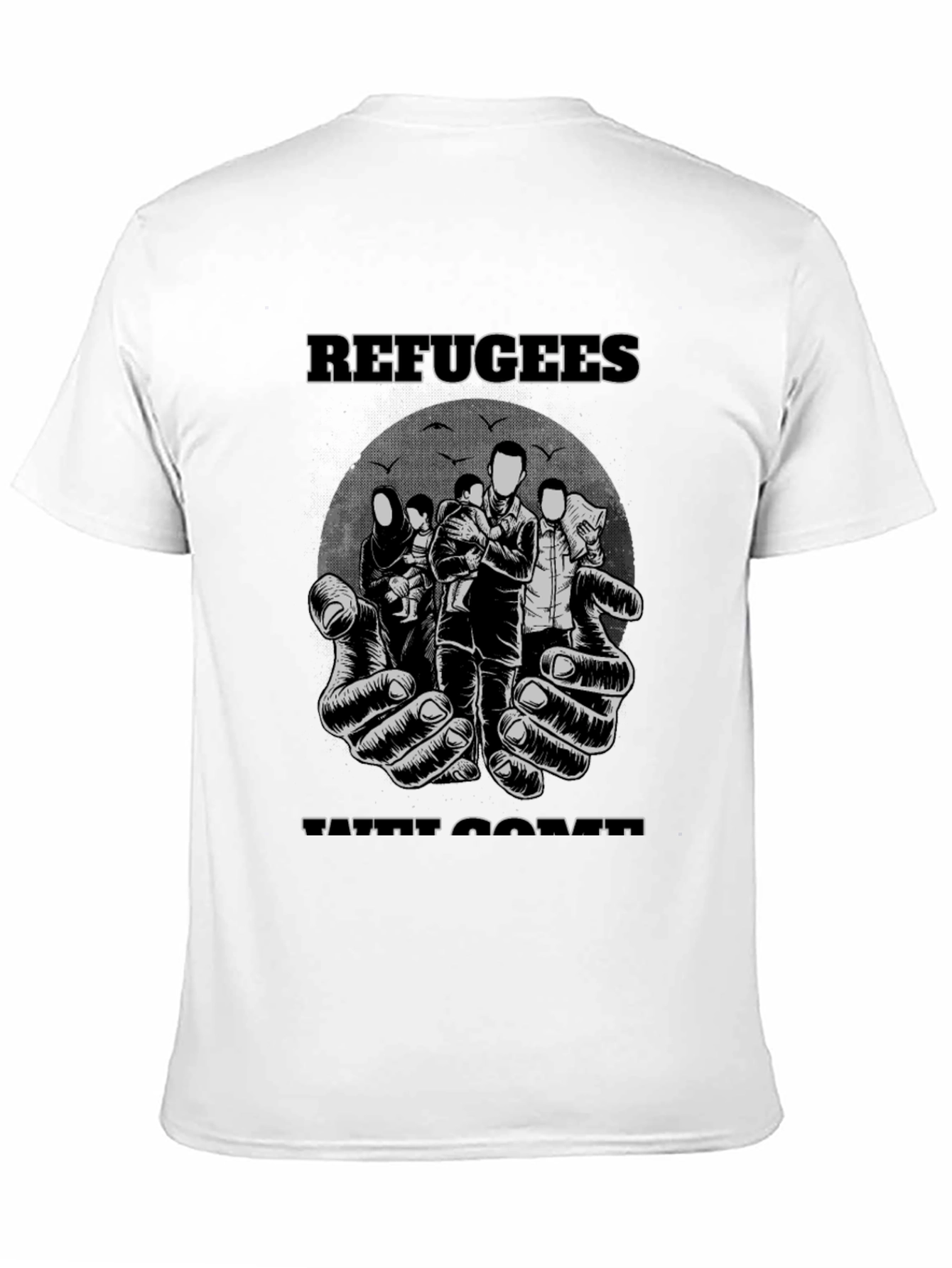 Refugees Welcome Graphic T-Shirt - Black