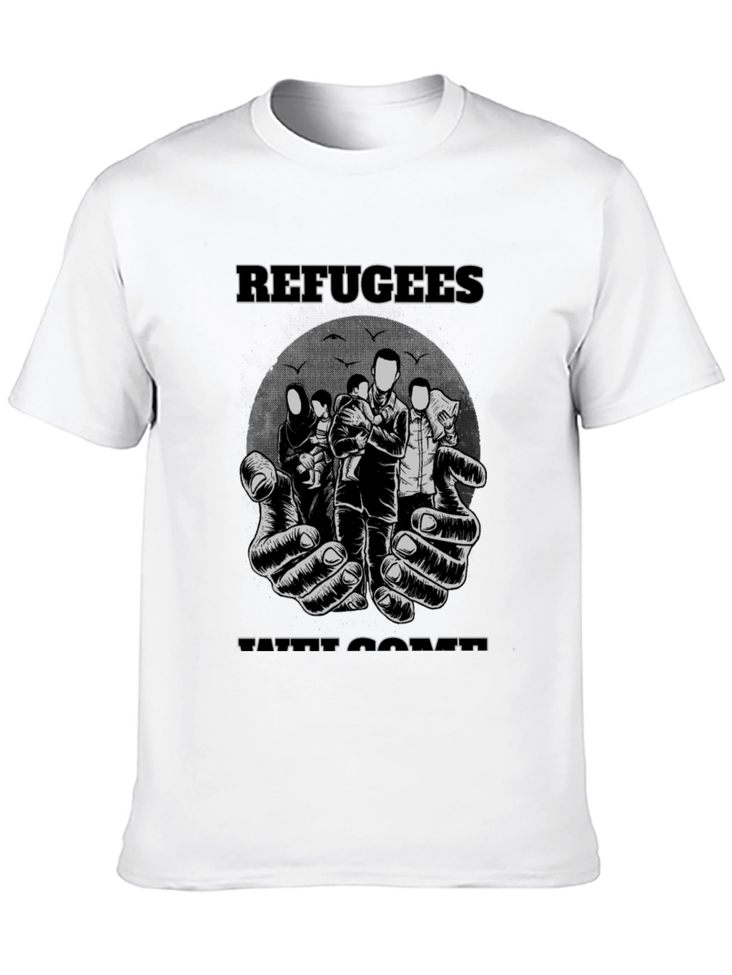 Refugees Welcome Graphic T-Shirt - Black