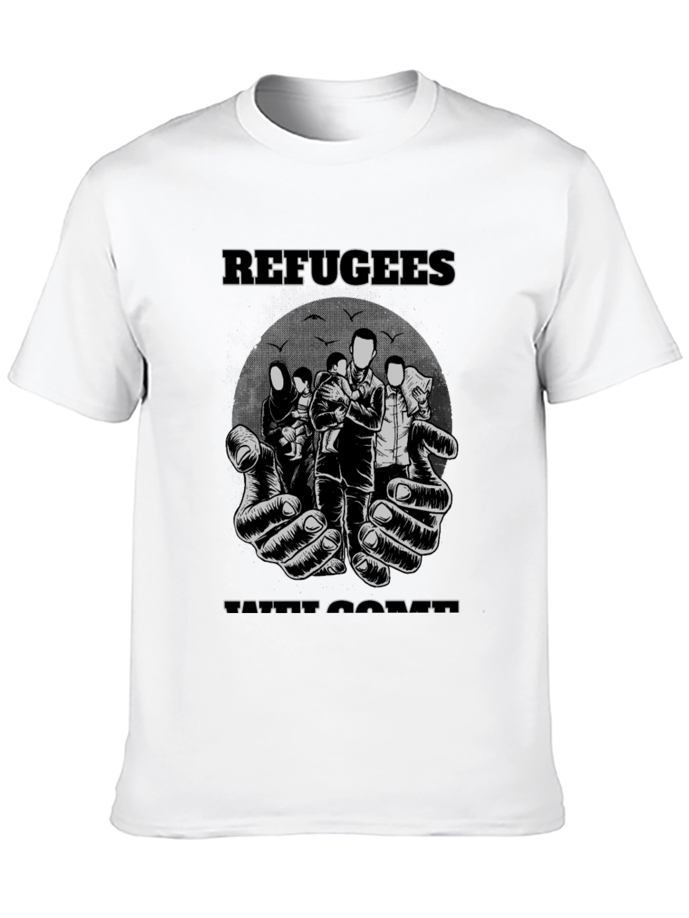 Refugees Welcome Graphic T-Shirt - Black