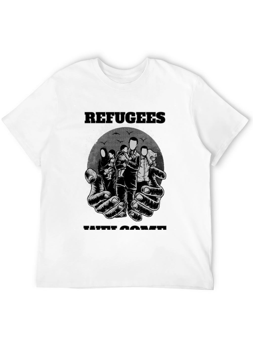 Refugees Welcome Graphic T-Shirt - Black