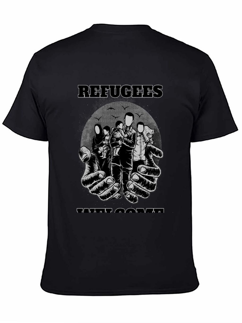 Refugees Welcome Graphic T-Shirt - Black