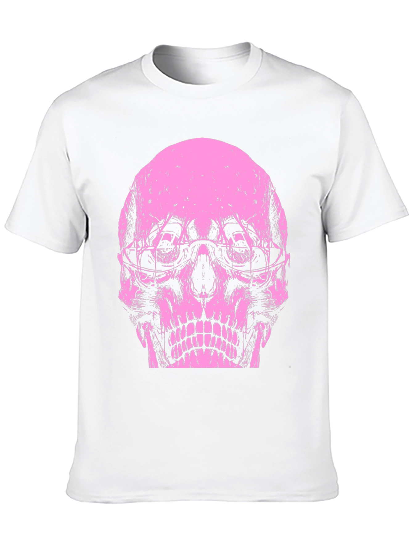 Skull Graphic Tee - Pink Print on Black