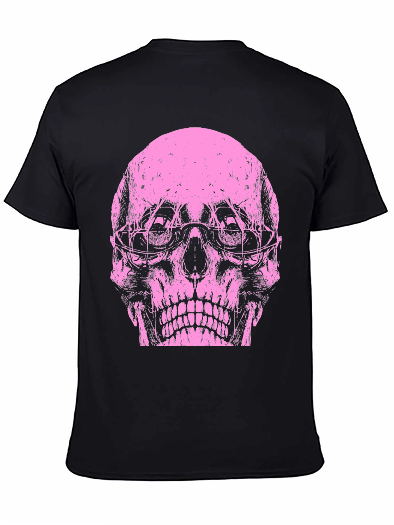 Skull Graphic Tee - Pink Print on Black