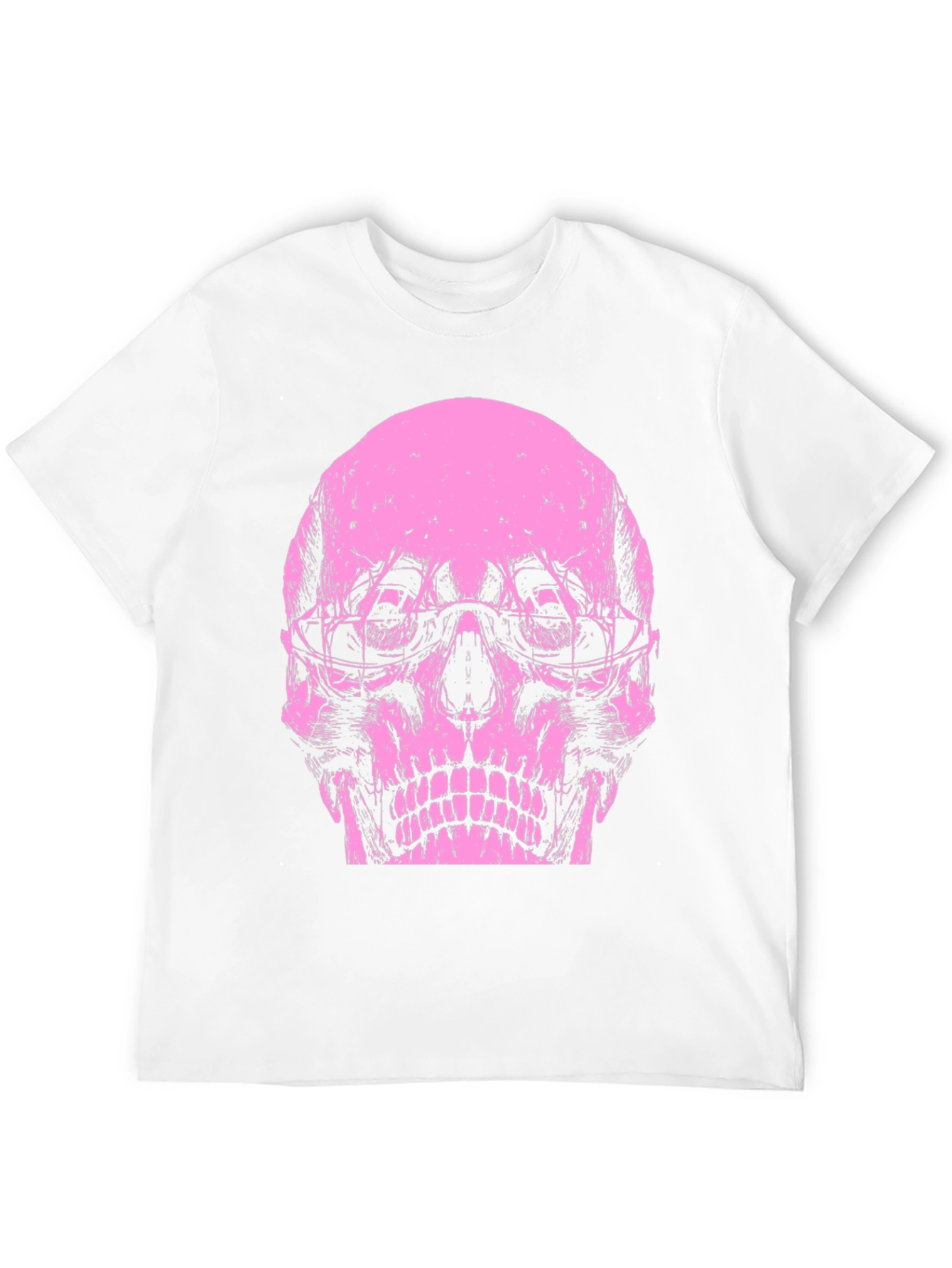 Skull Graphic Tee - Pink Print on Black