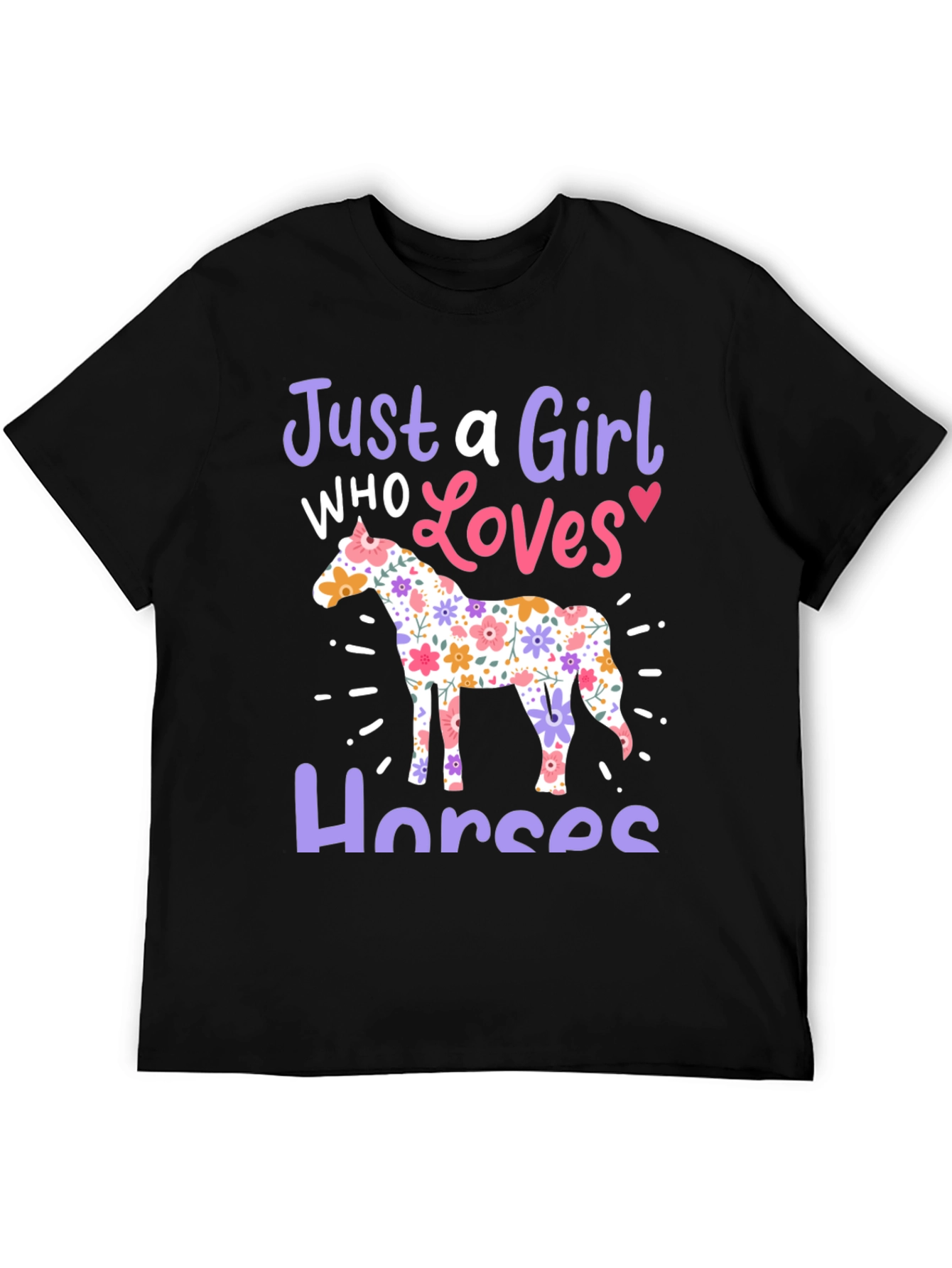 Just a Girl Who Loves Horses Black T-Shirt