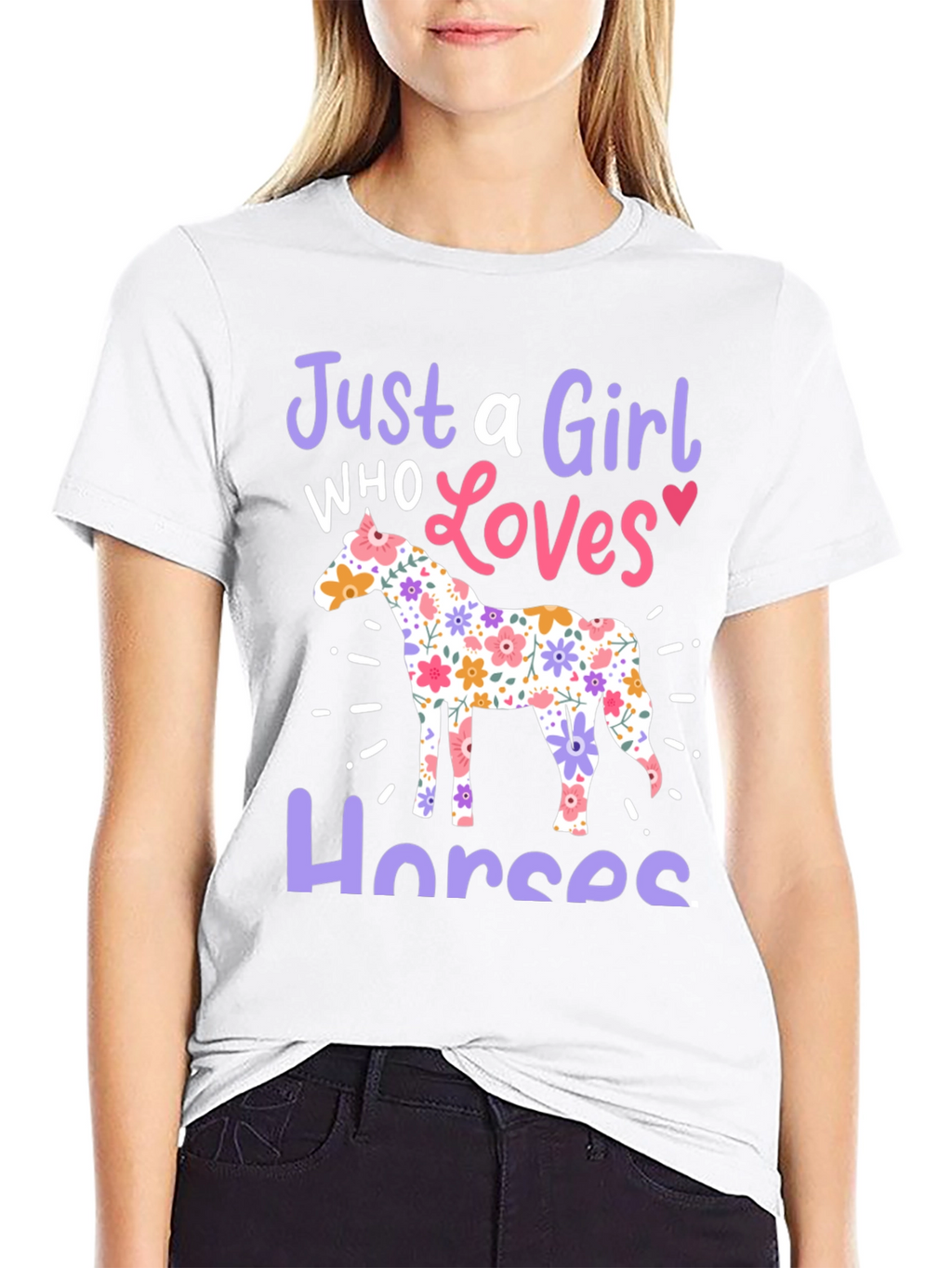 Just a Girl Who Loves Horses Black T-Shirt