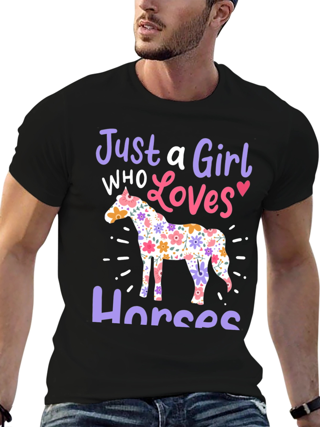 Just a Girl Who Loves Horses Black T-Shirt
