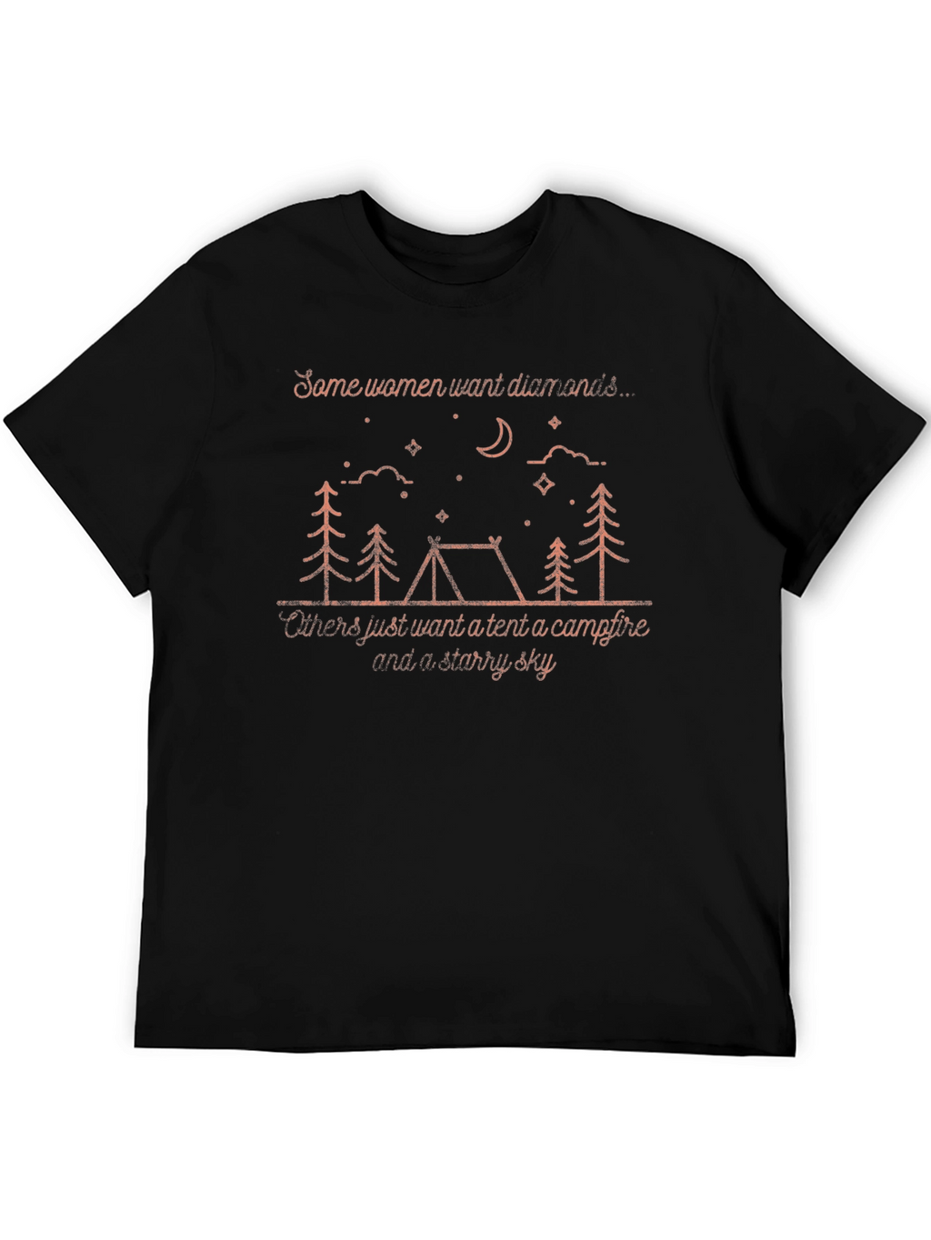 Womens Camping Tent & Starry Sky Graphic T-Shirt